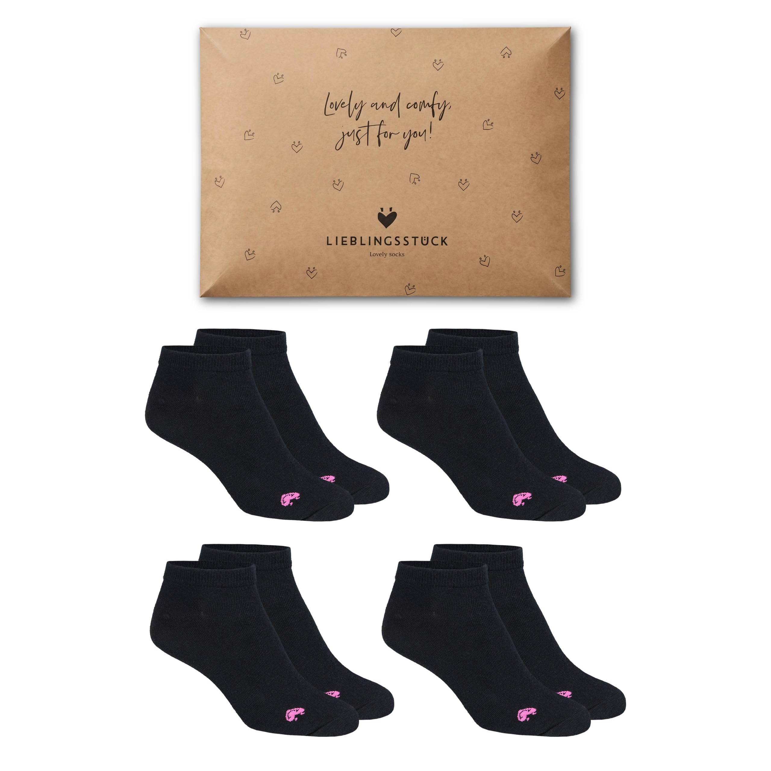Lieblingsstück - Sneaker Socken - Damen - Baumwolle - 4 Paar oder 6 Paar | kurze Socken für den Alltag - perfekte Passform - Halbsocken - atmungsaktiv - weiß - schwarz - Größen: 35-38 oder 39-42
