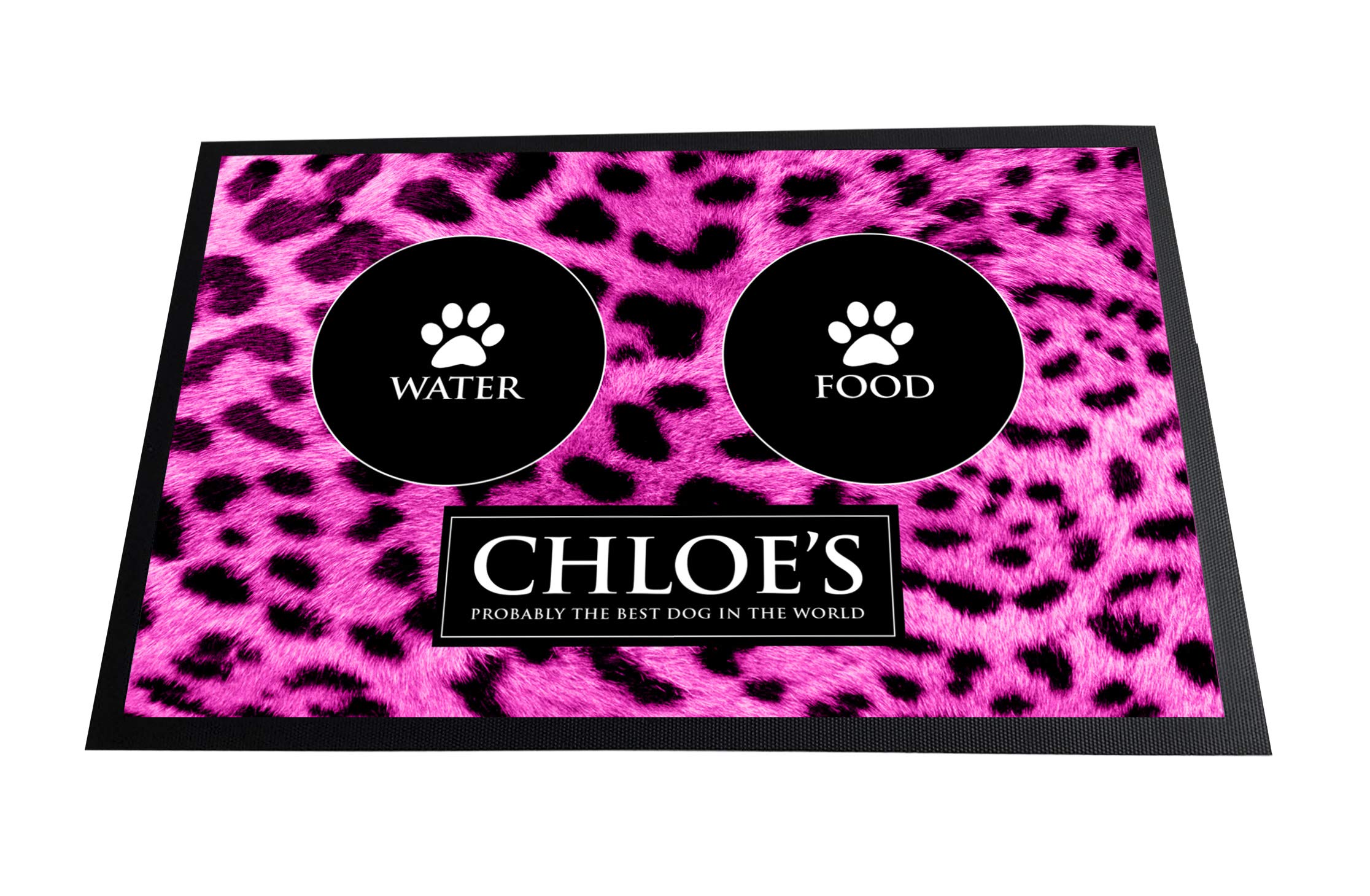Personalised Dog feeding mat - Leopard print Large Non slip feeding mat | Pet Food Mat | Pet Table Mat | Pet Puppy Kitten Gift | Feeding Mat