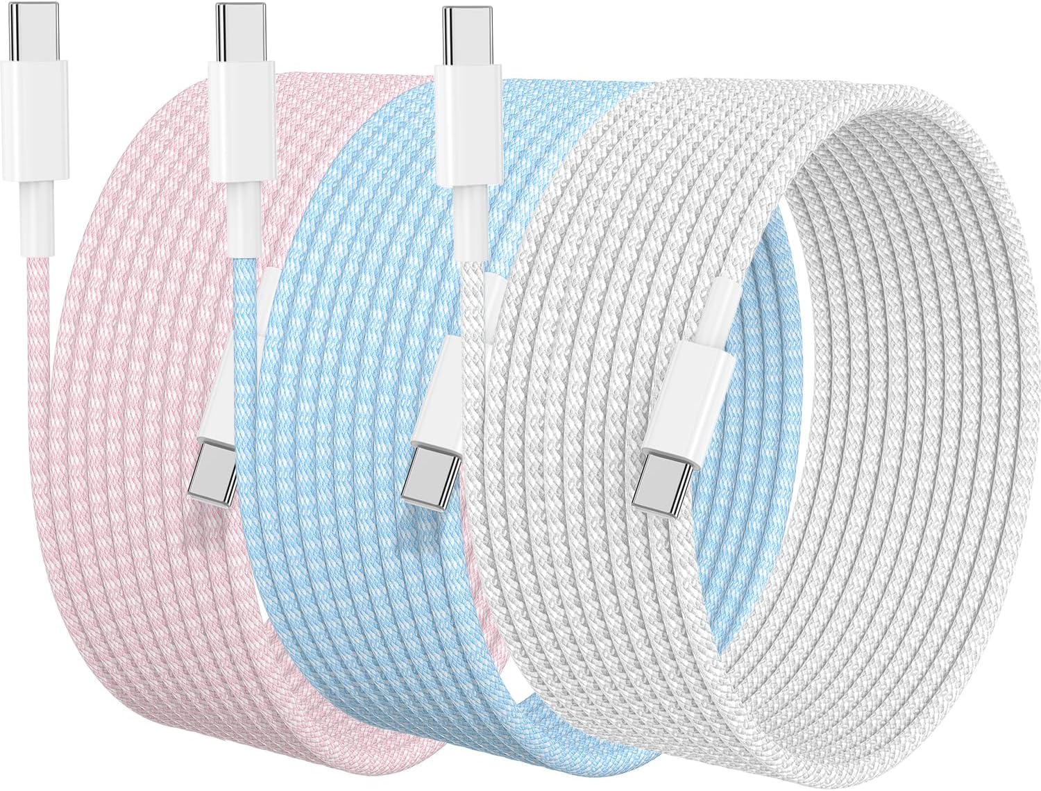 10FT USB C to C Fast Charger Cord for iPhone 17 16 15,Extra Long Heavy Duty Braided Apple C to C Cable Fast Charging for iPhone 17 Pro Max/16 Pro/16/15 Plus/MacBook,iPad Pro12.9/11/10 inch-Colorful