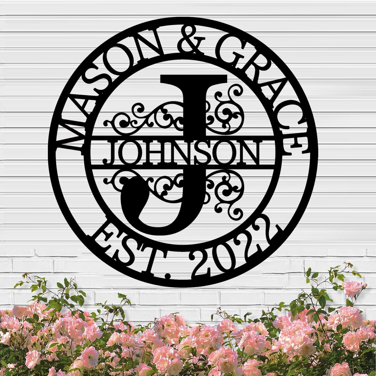 Cczuiml Style6 Custom Metal Name Sign - Personalized Outdoor Door Hanger For Wedding And Housewarming - Family Monogram Decor