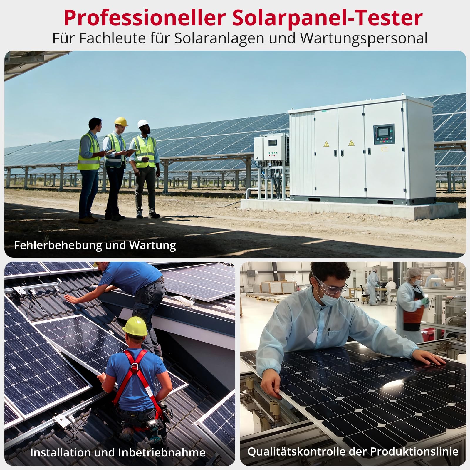 XUNTOP Photovoltaik Solarpanel Tester 2000W MPPT Tester Photovoltaik Multimeter 士1.5% Mit LCD Display für Solar PV Anlage Solarmodul Tests