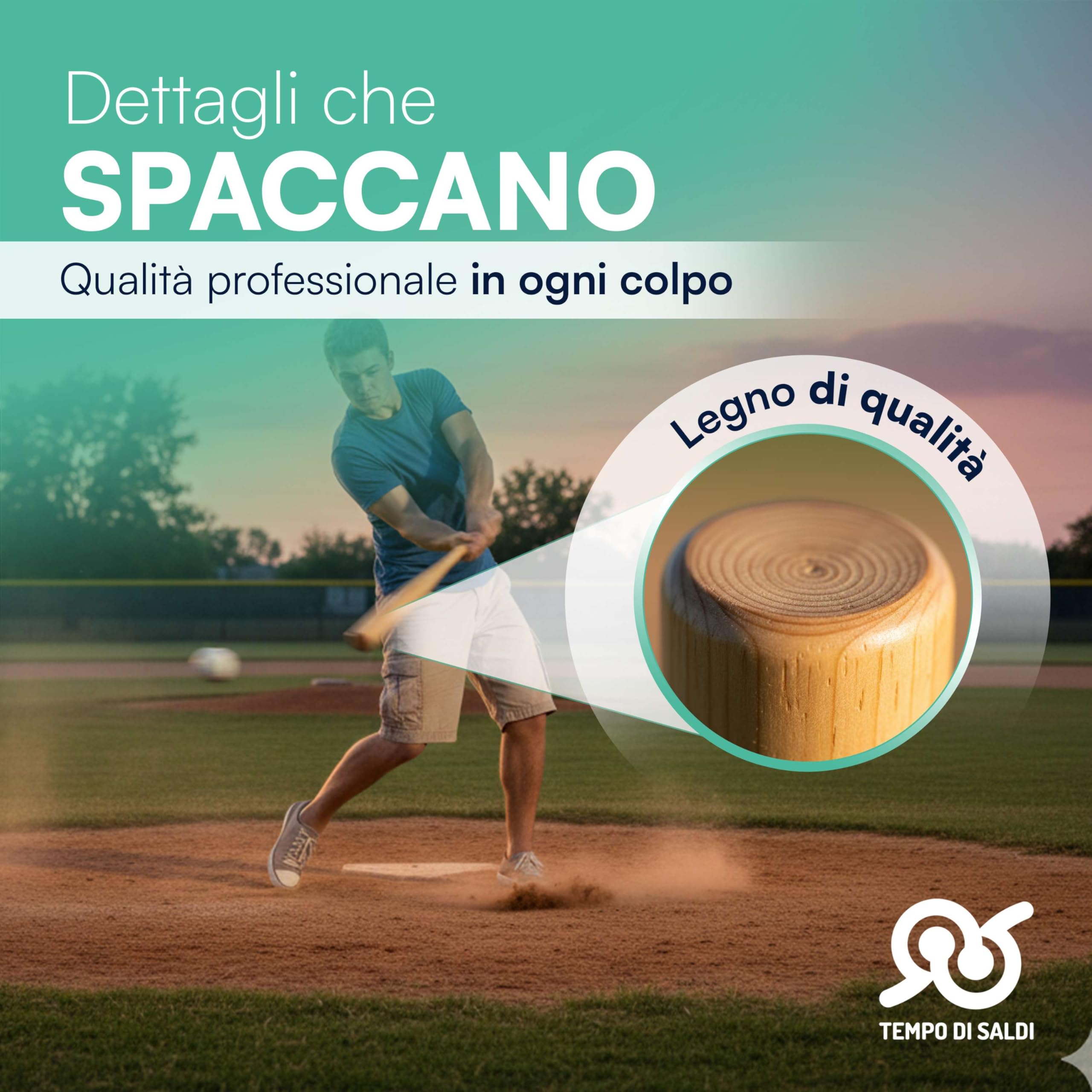 TEMPO DI SALDI Batte de Baseball Softball en Bois 63 Cm 700 Grammes pour Sport Idée Cadeau