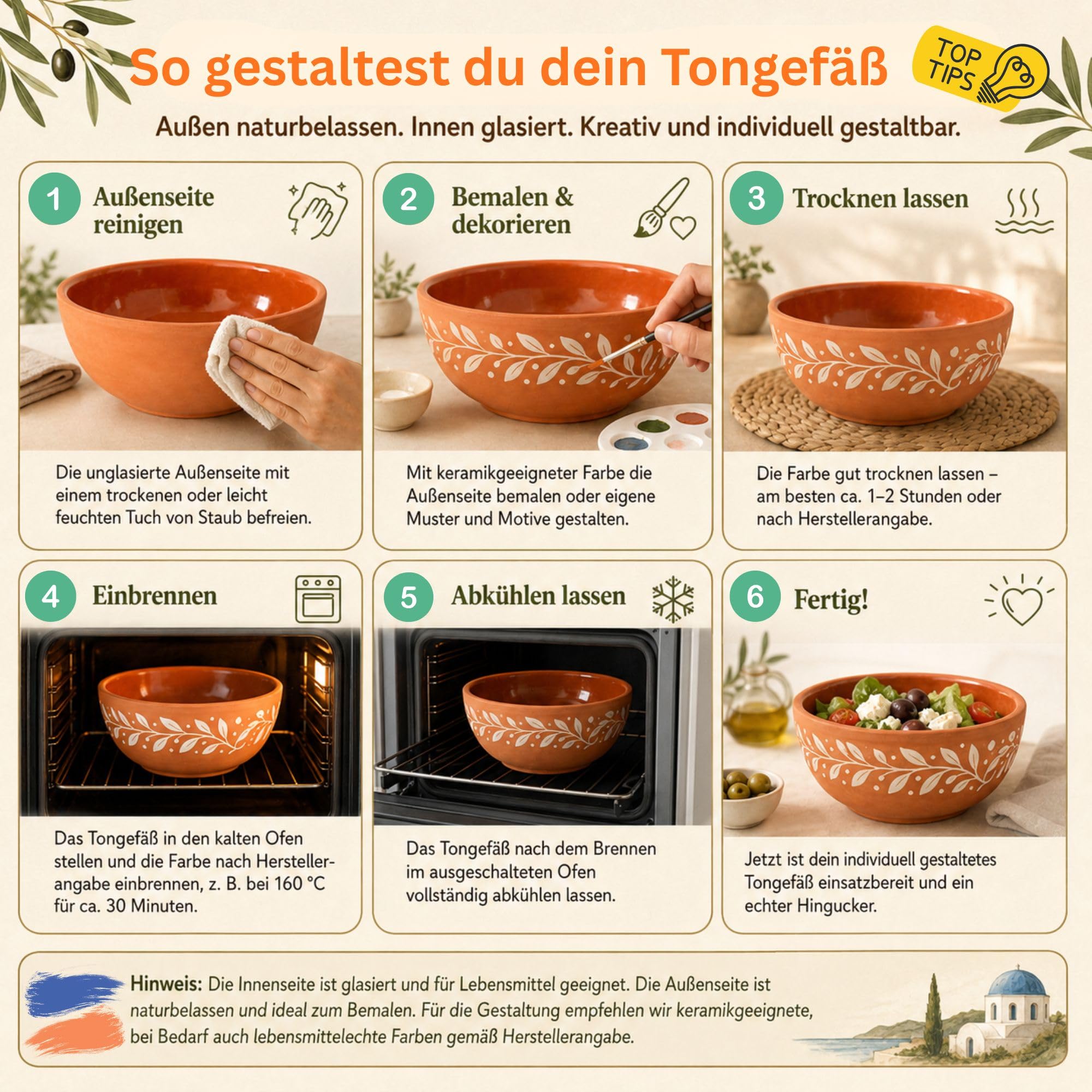 Tajine Schmortopf aus Ton, Granada Tontopf 29 cm, 3-5 Personen