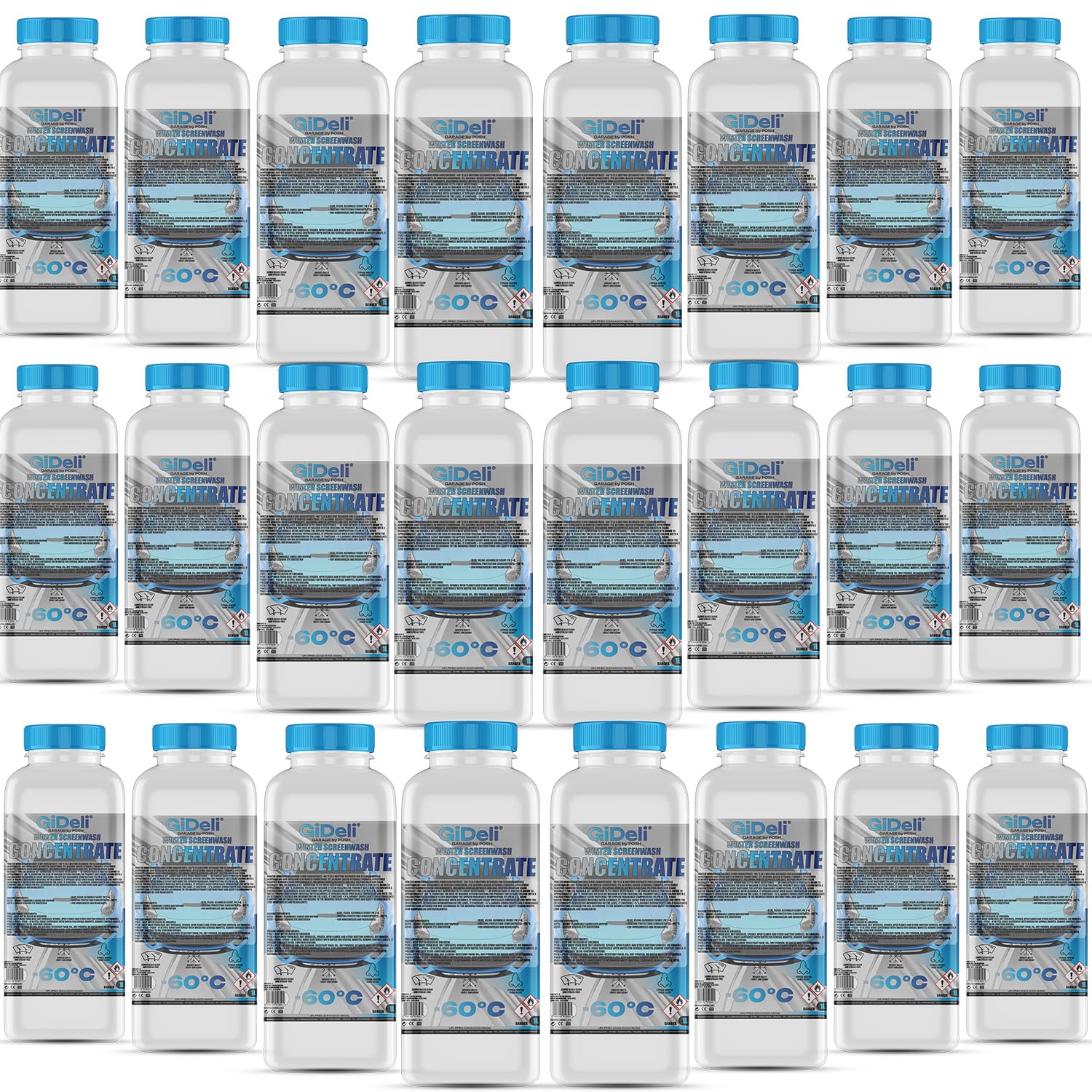 GiDeli Anticongelante concentrado para parabrisas (24 x 1 L, anticongelante de -60 °C, para protección contra heladas)