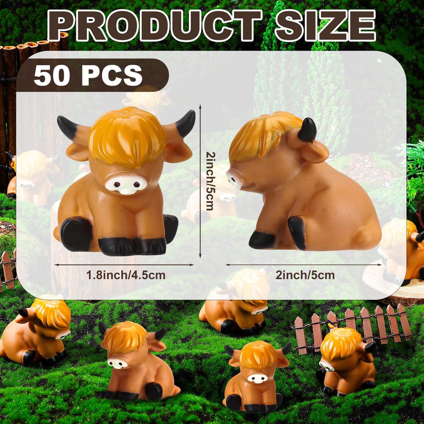 Fingertip WD 50 Pcs Rubber Highland Cow,Squeak and Floating Highland Cow Bath Toys for Shower Birthday Gifts Party Favors