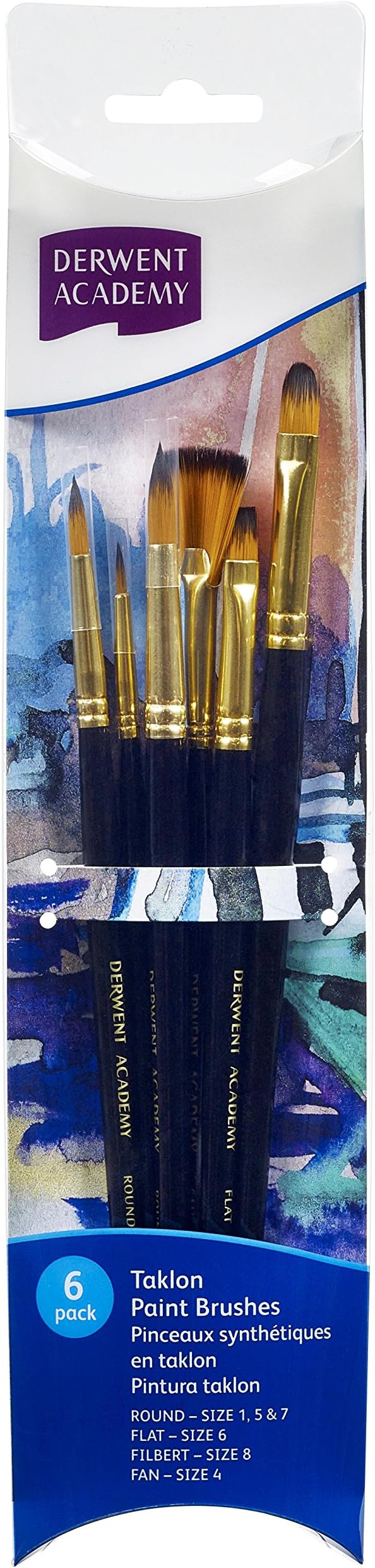 DERWENT Academy Taklon Small Brush Set Acetate (Pack of 6)