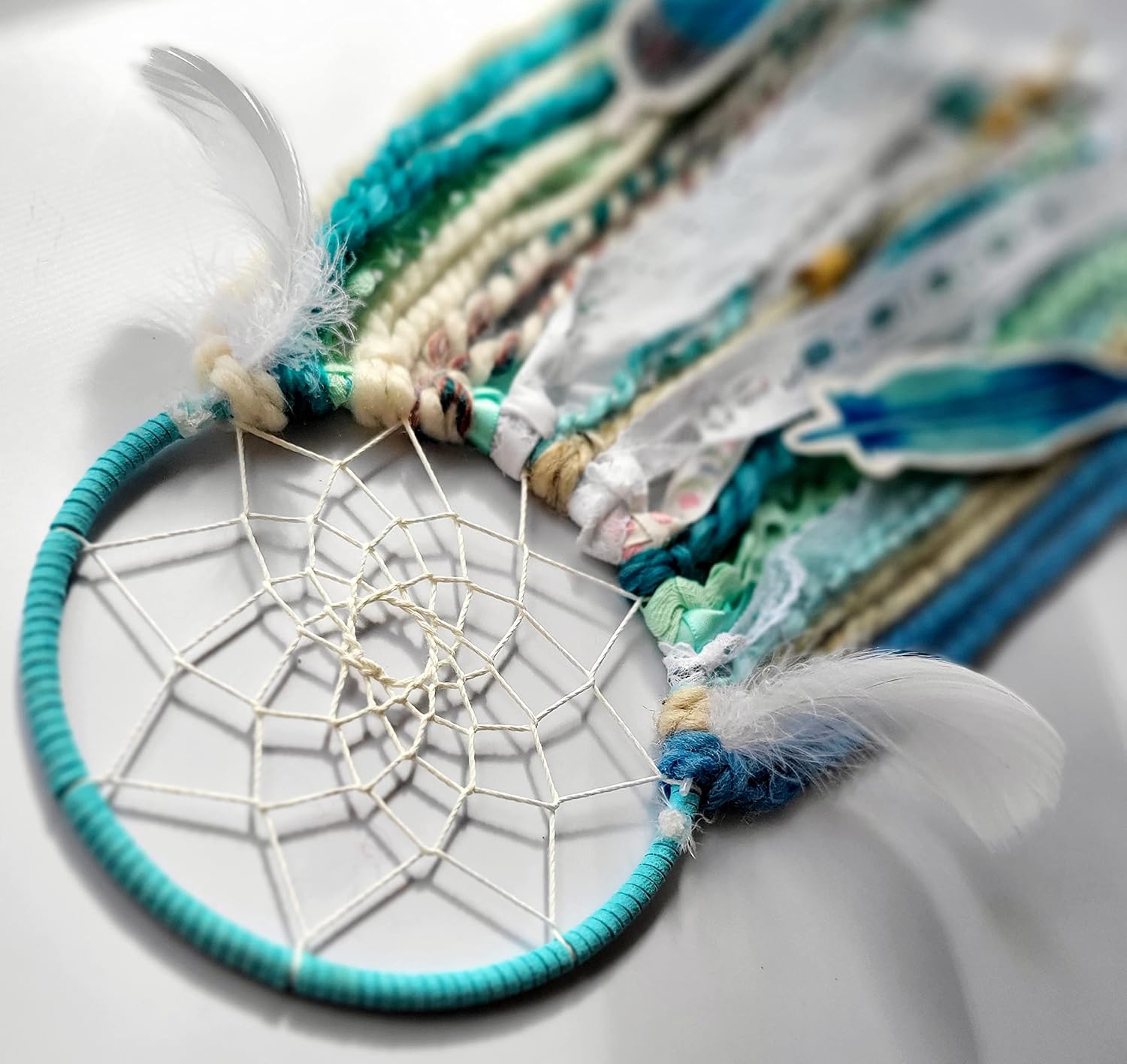 DIY Dream Catcher Kit Stocking Stuffer Blue Bohemian Craft Birthday Gift Art Project Make Your Own Decor Dreamcatcher Birthday for Kids 5 Inch Ring