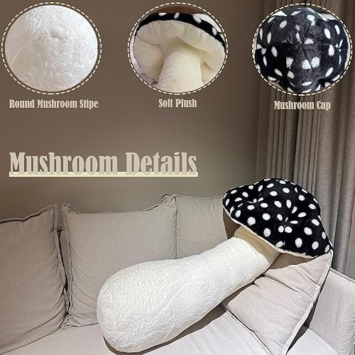 Miniatura 3 de Hofun4U Almohada de felpa con forma de hongo de 51 pulgadas, almohada larga con forma de hongo, almohada corporal de felpa de hongo, regalos de