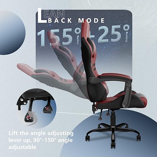 Miniatura 6 de JOYFLY - Silla de gamer silla de gamer para adolescentes ergonómica con respaldo alto reposacabezas y soporte lumbar rojo