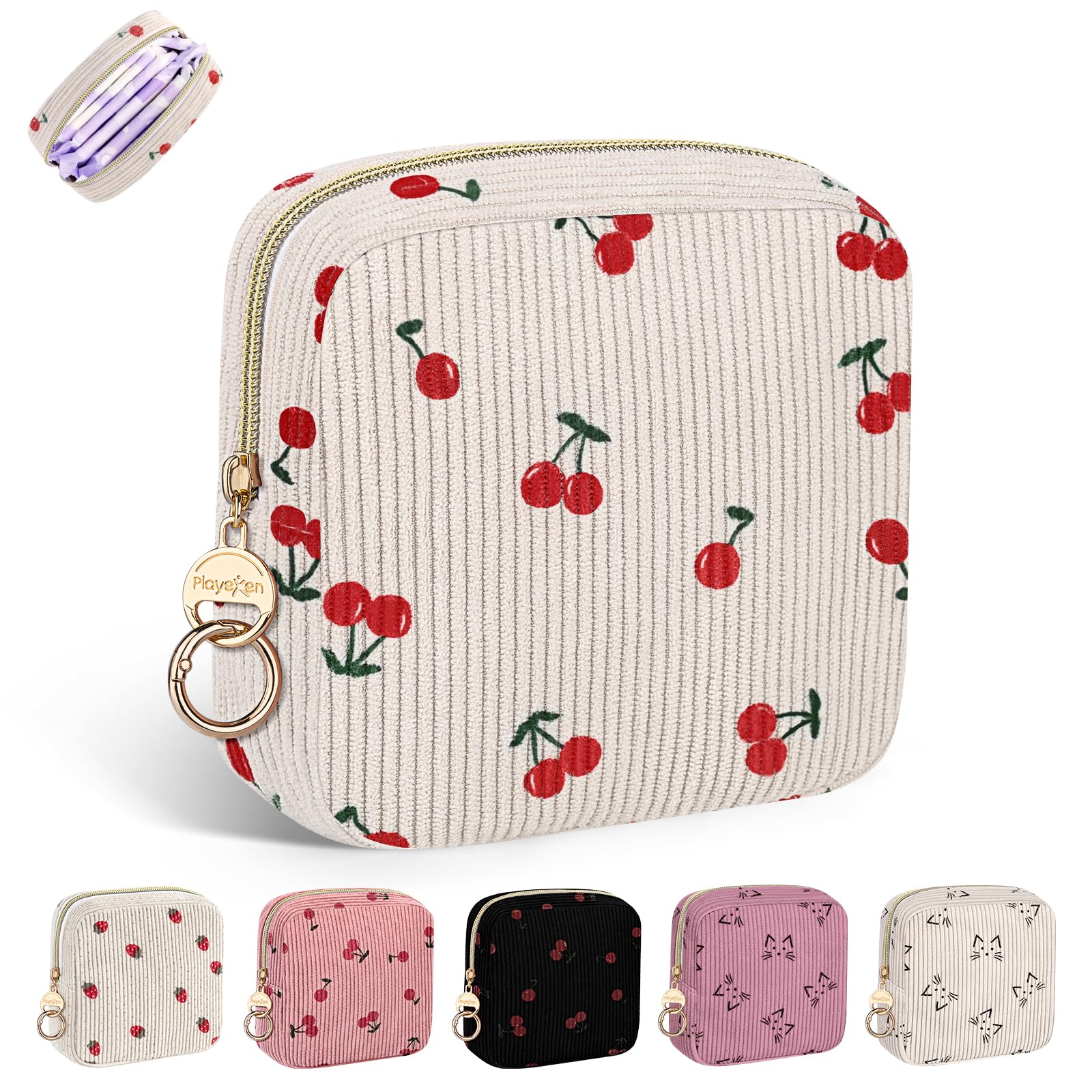 2 Piezas Neceser Compresas Pequeño Bolso de Almacenamiento Neceser para Compresas Algodon Tampones Bolsa Menstrual con Cremallera de Servilletas Sanitarias Bolsas Regalo para Adolescentes Niñas Mujer — view 8