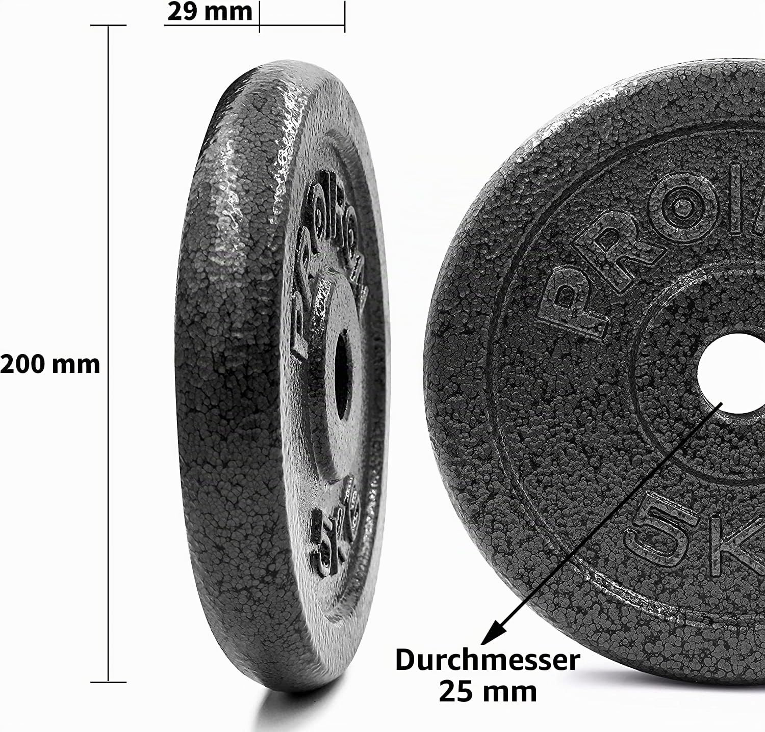 PROIRON Hantelscheiben-Set aus Gusseisen, 1,25 kg, 2,5 kg, 5 kg, 10 kg (verschiedene Größen) für 2,5 cm Hantelstange