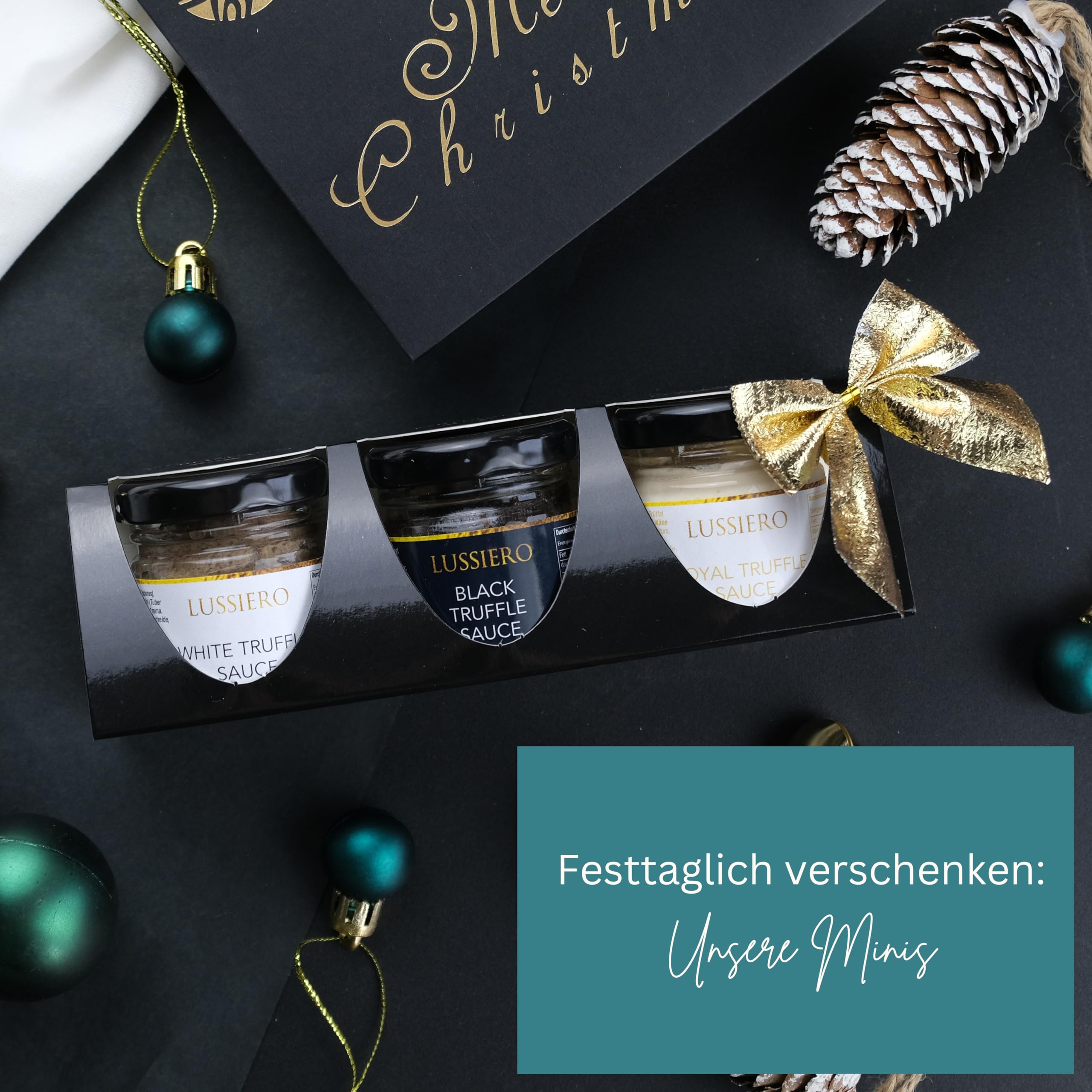 Lussiero Coffret Cadeau Truffes - Sauce à la Truffe Blanche Biancheto, Sauce à la Truffe Noire d'Été et Sauce à la Truffe Blanche Royale