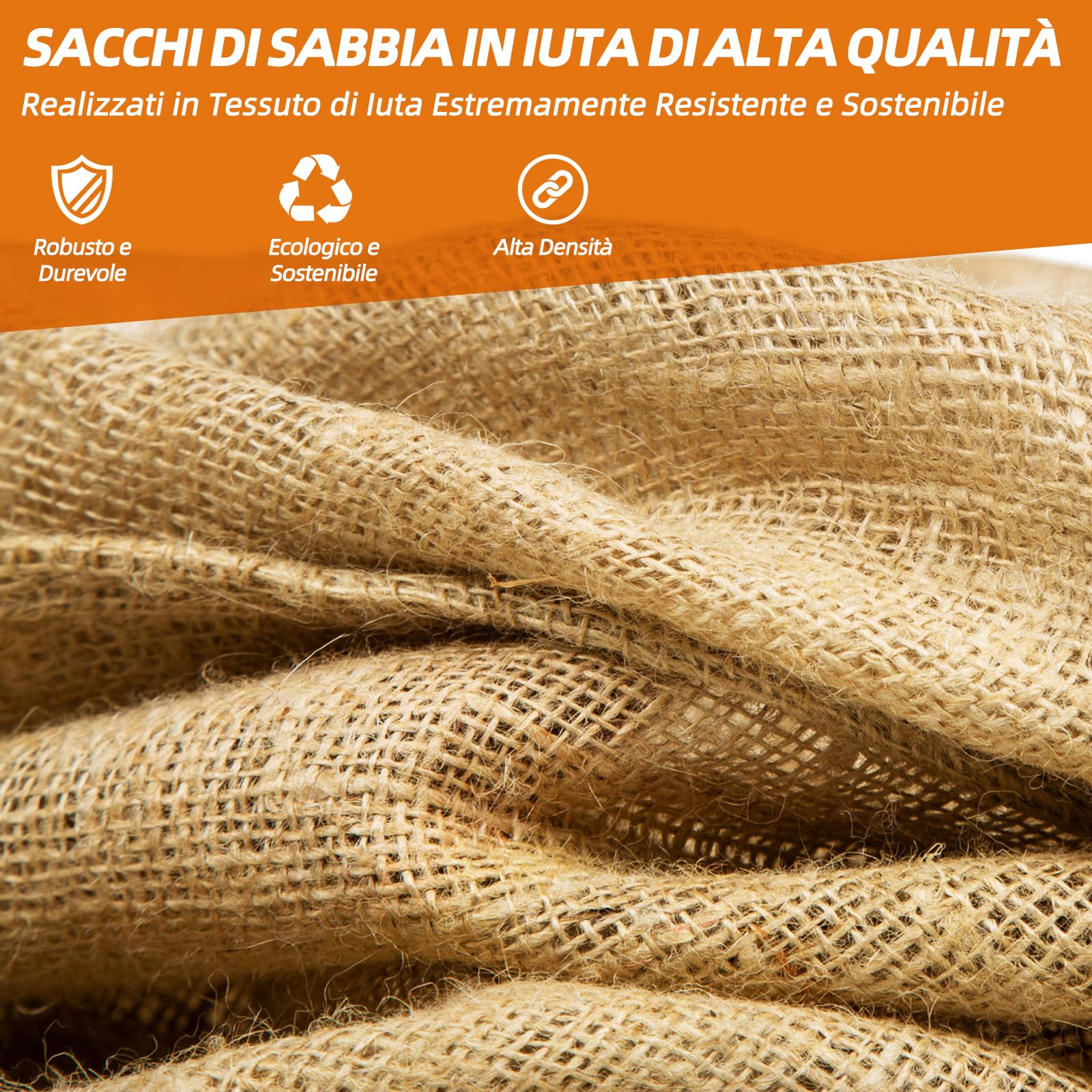 Sacchi di iuta (30 x 60 cm), 20 pezzi, vuoti, ideali per la protezione delle inondazioni, sacchetti stabili