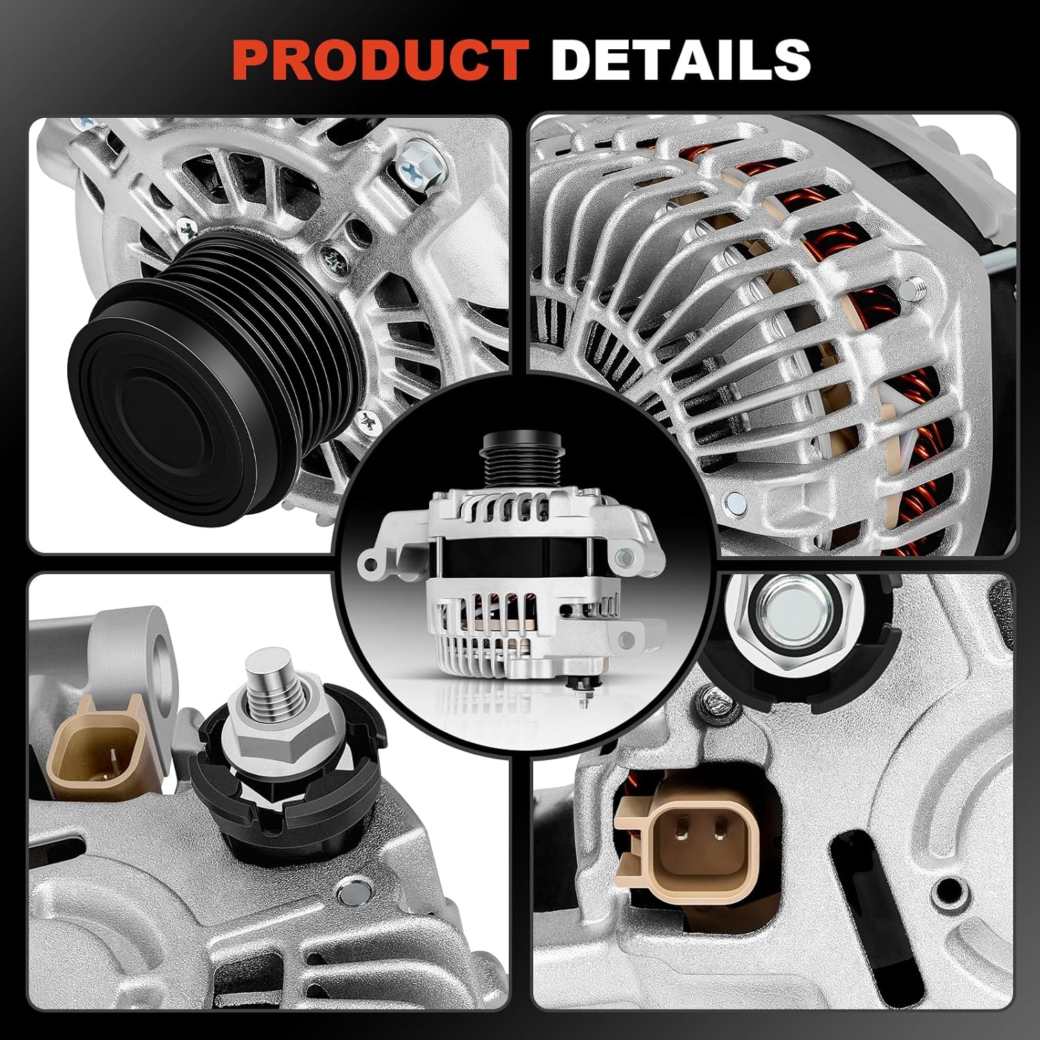 11553 New Alternator Replacement for Dodge for Dart 2013 2014 2015 2016,for Avenger 2012,for Chrysler for 200 2012,12V 140A 6-Groove Decoupler Pulley,alternator for 11687