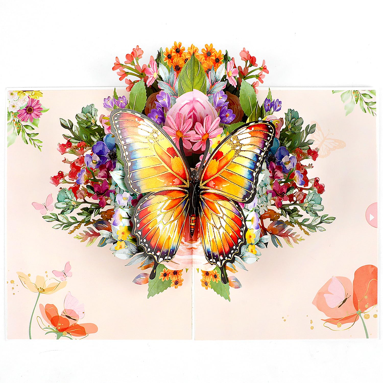 Biglietto Pop-up Fiori E Farfalle 3D - Per Compleanni E Anniversari