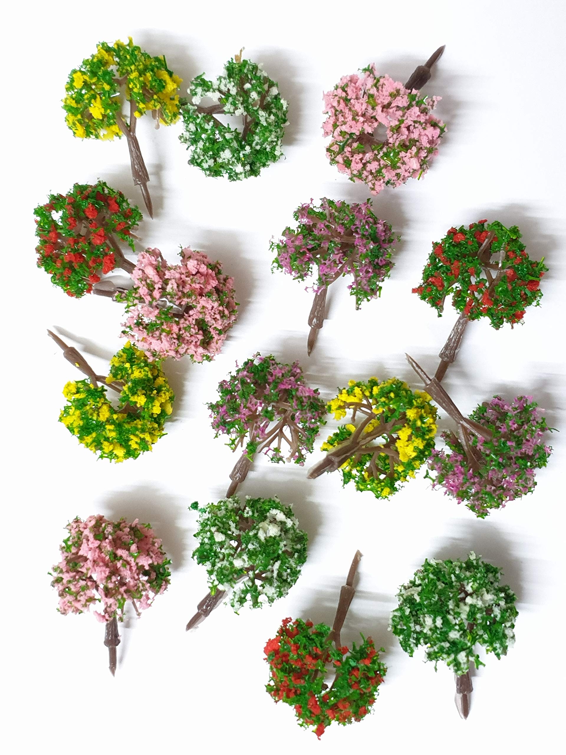 Kaushalya Miniatures Scale Mix Flower Model Trees with 3 cm Height (SWA30M, 25 Pieces Per Pack, Multicolour) 1