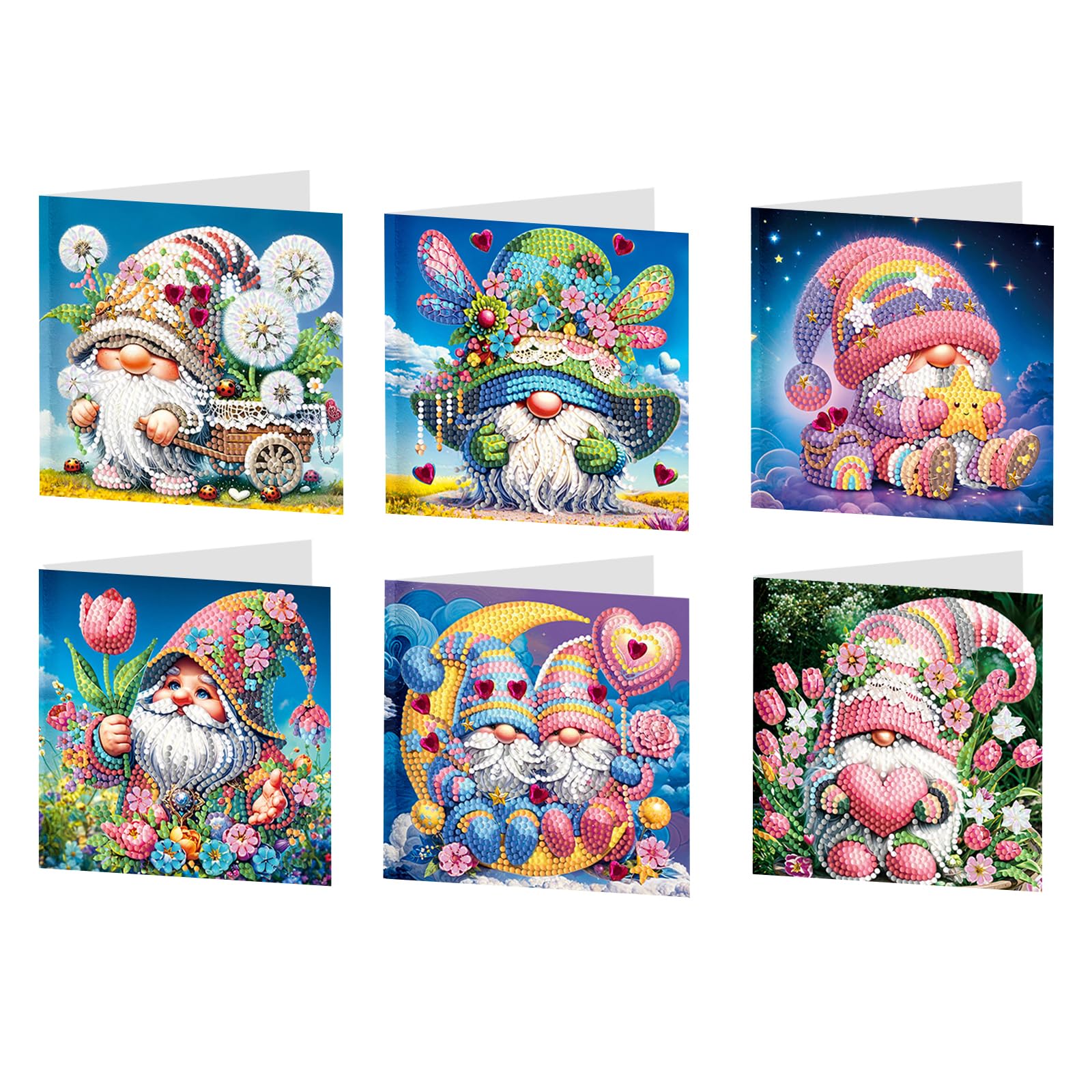 POETRYDRAW 6pcs Goblin DIY Diamond Art Painting Greeting Card Kits with Envelopes Diamond Art Greeting Cards Diamond Art Cards Kits for Adults DIY Crafts Family Friend Gifts (Goblin)