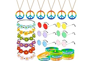 60s 70s Party Decorations Accessories Set: Headbands, Necklaces, Sunglasses, and Bracelets