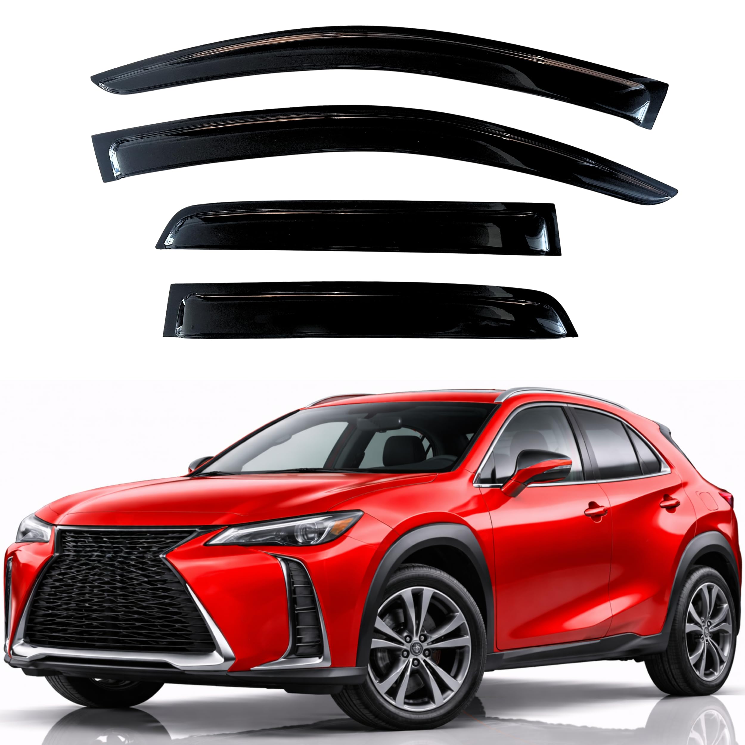 KPY Rain Guards Fit for 2019-2024 Lexus UX200 UX200h UX300h, Out-Channel Window Visors Vent Wind Deflectors 4PC, Car Accessories for 19-24 Lexus UX Series