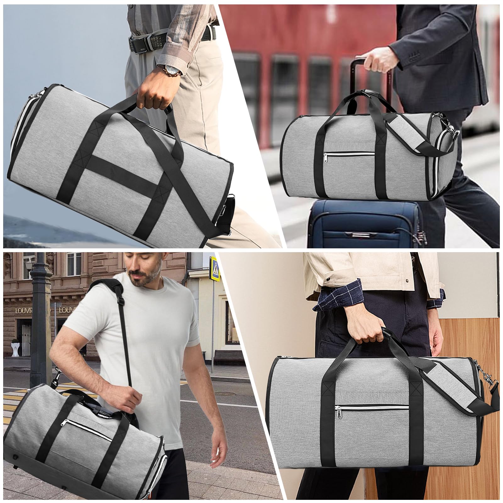 Towwoo Bolsa Portatrajes de Viaje 55 L, Grande Plegable Bolsa Impermeable con Compartimento para Zapatos Traje Ropa Vestidos, Macuto Viaje Bolsa Deporte para Fin de Semana Fitness Viaje