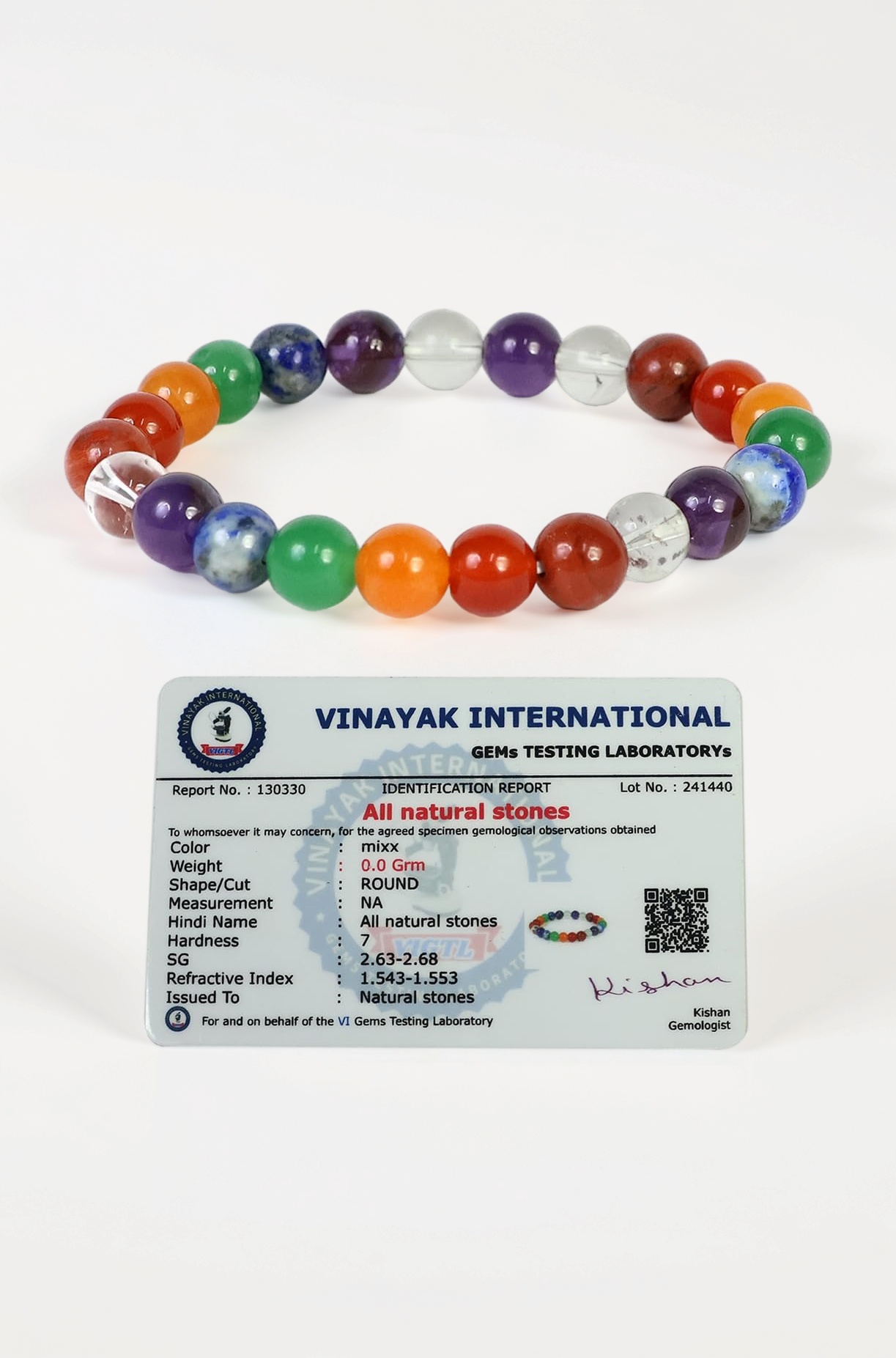 Reiki Crystal Products Certified 7 Chakra Bracelet Crystal Stone 8 mm Bead Bracelet for Reiki Healing and Meditation Protection (Color : Multi)