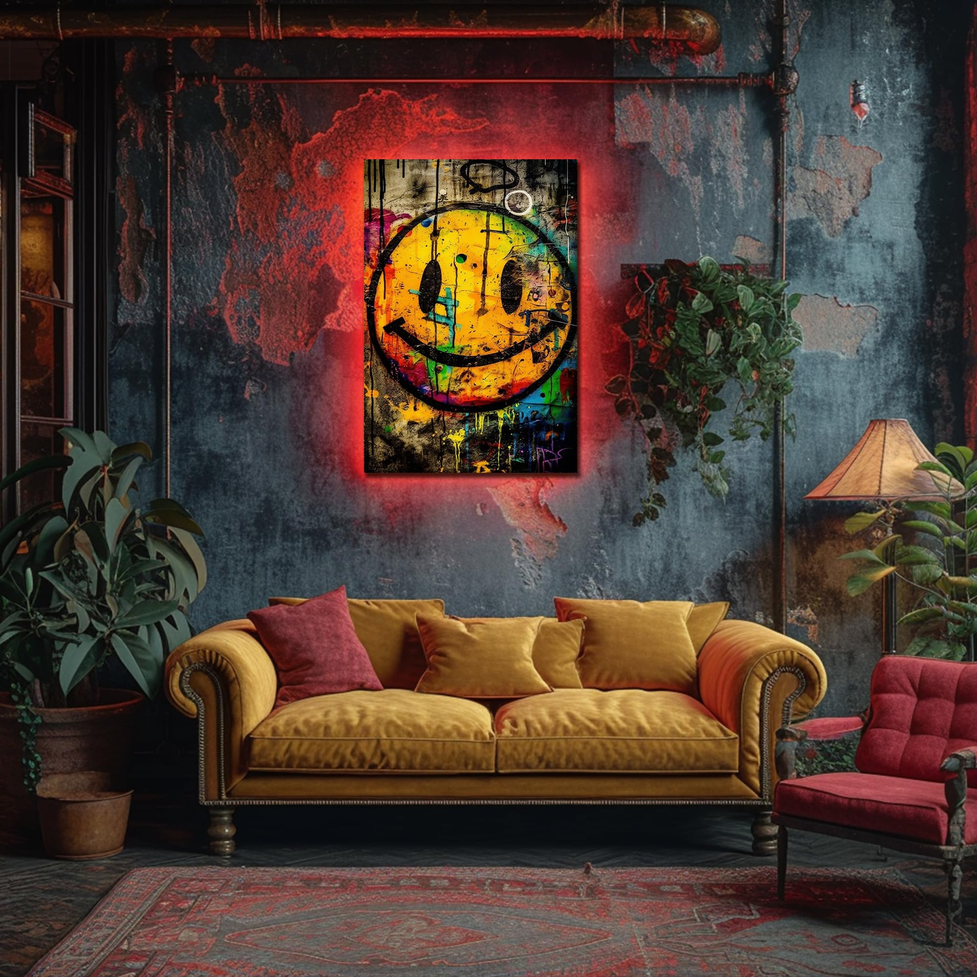 Amazon.com: ANRUOXI Graffiti Smile Face Wall Art, Abstract Face