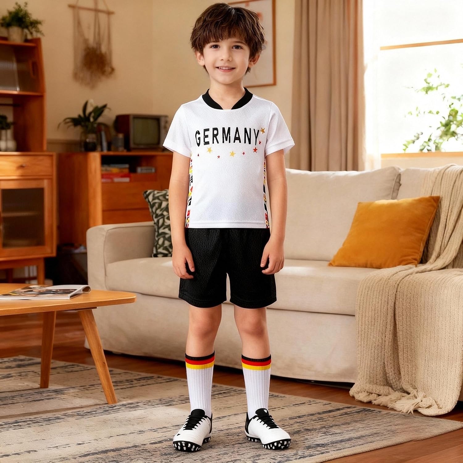 Unisex Kids Soccer Jersey Set Boys Soccer Shirts and Shorts With Socks Girls Soccer Outfit 1-14 Years image 4
