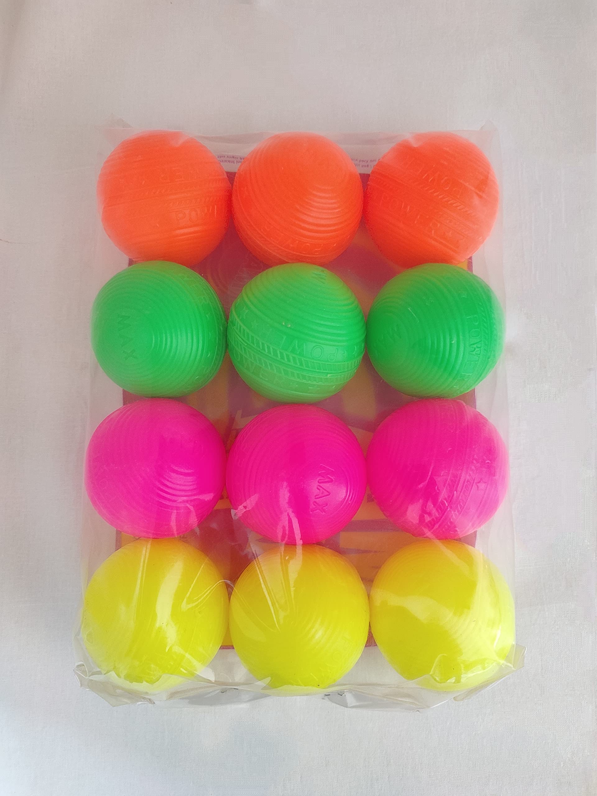 Pleasure Treasure Heavy Plastic Cricket Balls Set of 12 with 6.4 CM Diameter (Multicolor).-picture-17