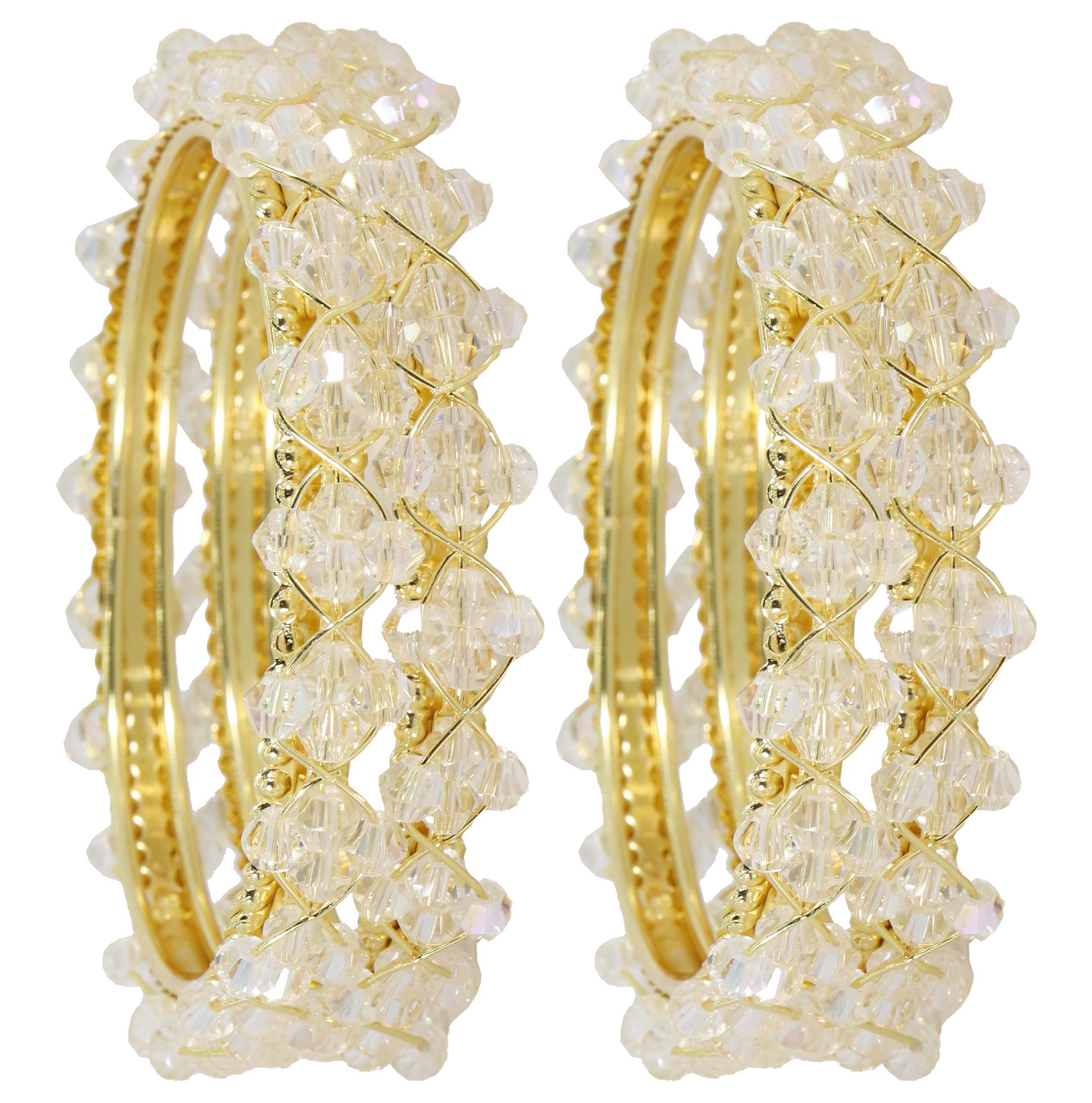 ZULKA Pearls Studded Kada Bangles Set For Women & Girls | Stylish Womens Bangles Bracelet | Golden Metal Bangles | Traditional Antique Design Jewellery- Set of 4-(ZU_MAH65-Golden-2.6) (B0CTG6XWTX) Amazon Price History, Amazon Price Tracker