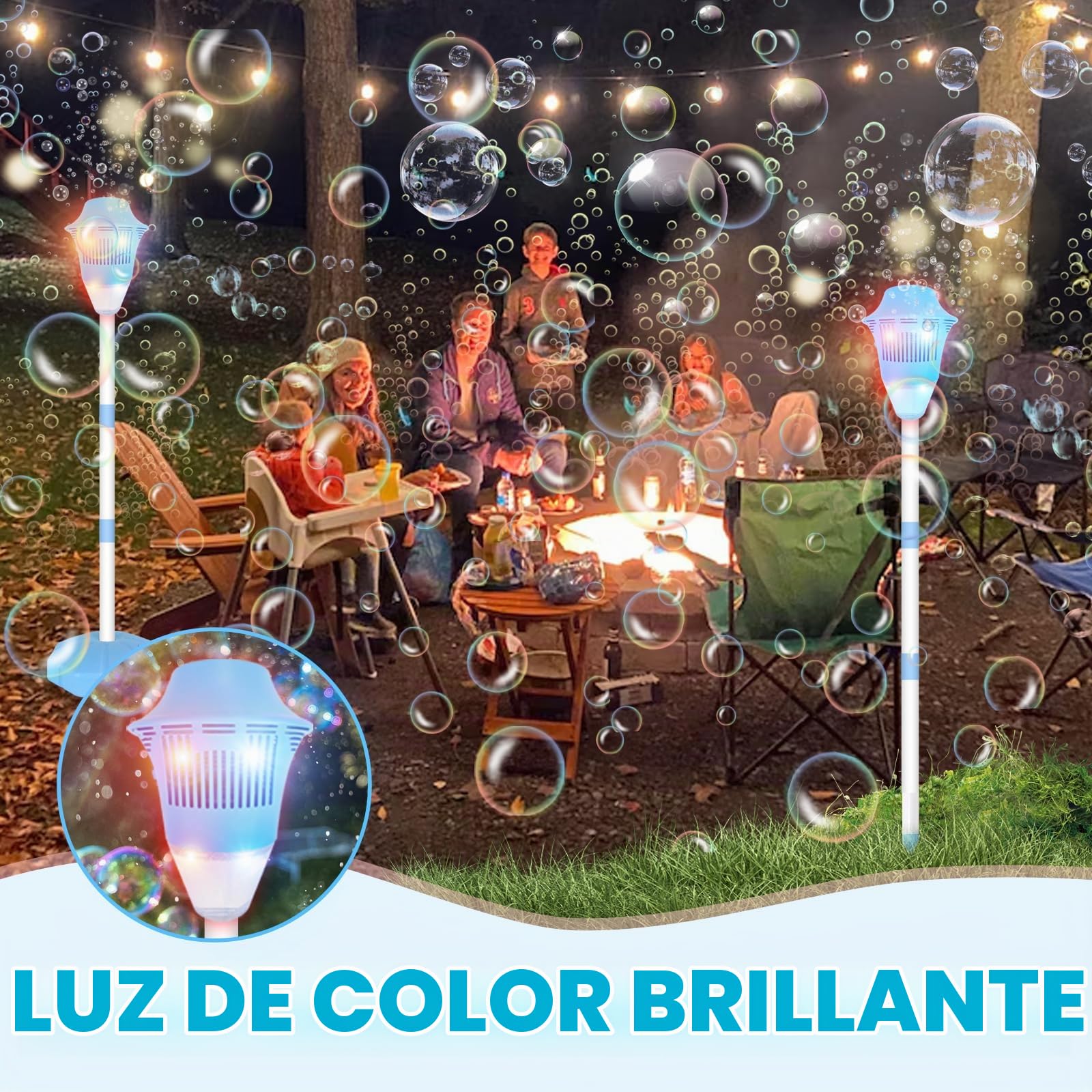 Lámpara de la máquina de Burbujas,Máquina de Burbujas Recargable con Luces y Música 47inch Altura Ajustable hasta Bubble Antorcha Jardín Lámpara Bubble Maker Máquinas para la Fiesta de Bodas
