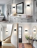 Vista 6 de LOHAS - Juego de dos apliques de pared LED modernos negros, iluminación de pared arriba y abajo, luces de pared interiores cableadas