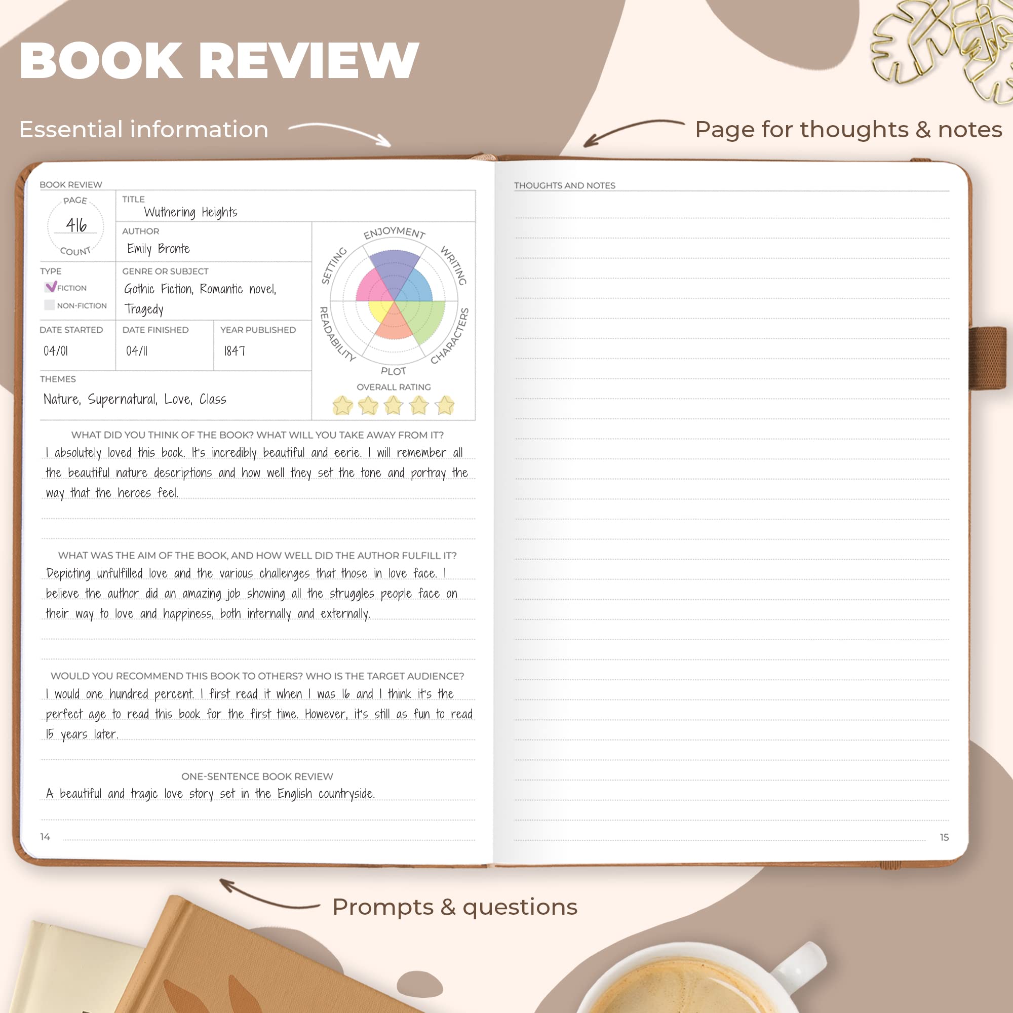 Clever Fox Reading Journal, Guided Book Review Log with Reading Tracker, Gift Book Accessories for Reading Lover - Image 4