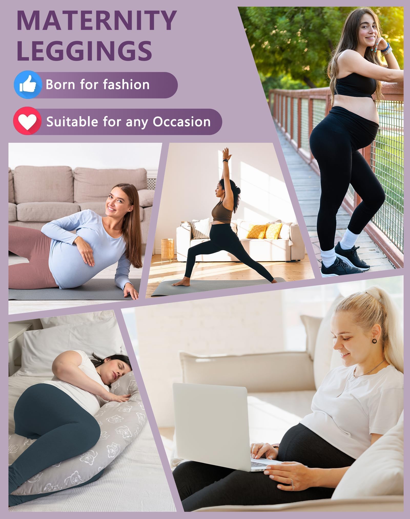 Dalavch 4 Pack Women's Maternity Leggings Over The Belly High Waisted Black Yoga Workout Pregnancy Pants Activewear for Women 2 Black 1 Pink 1 Blue Small