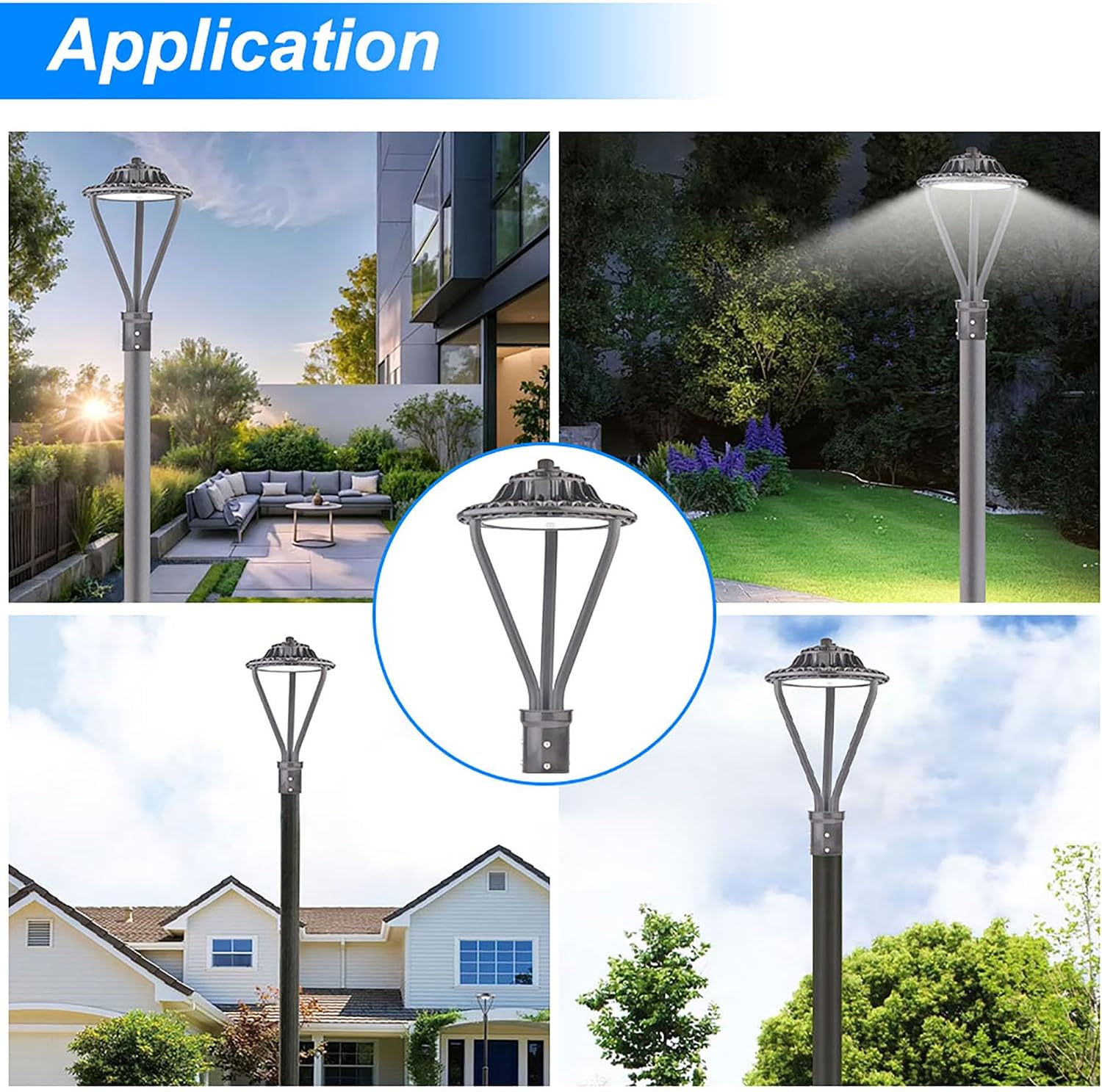 LED Post Top Light 30/50/75W Adjustable 9750 LM 3000/4000/5000K LED Circular Area Light Outdoor Pole Lights with Photocell, IP67 Parking Lot Lights Fixture Commercial Lighting, 100-277V ETL&DLC Listed