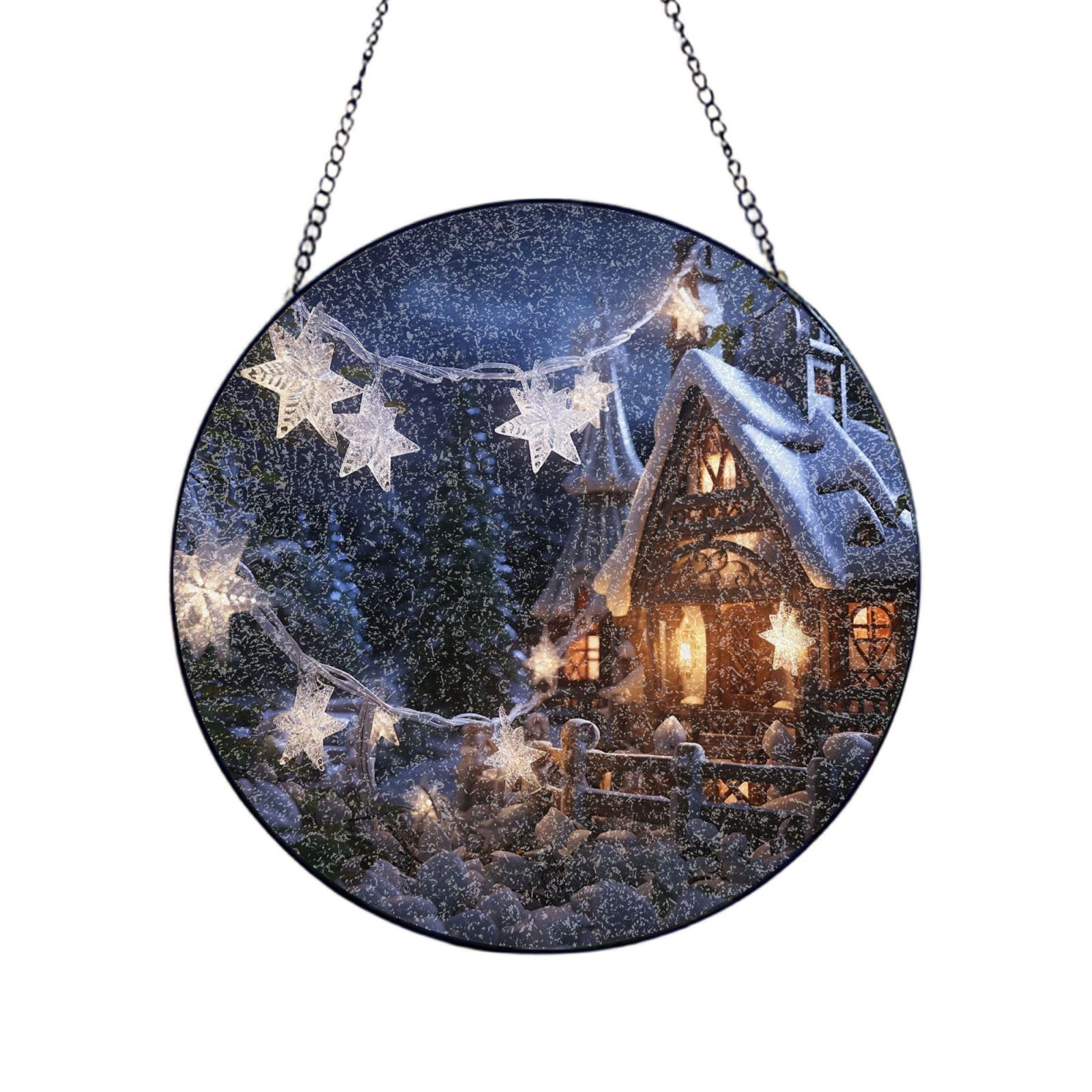 Stained Glass Window Hanging Christmas Home Sun Catchers Indoor Outdoor Decor Window Suncatcher Door Garden Sunroom Sun Catcher Home Decor Birthday Christmas for Mom Men