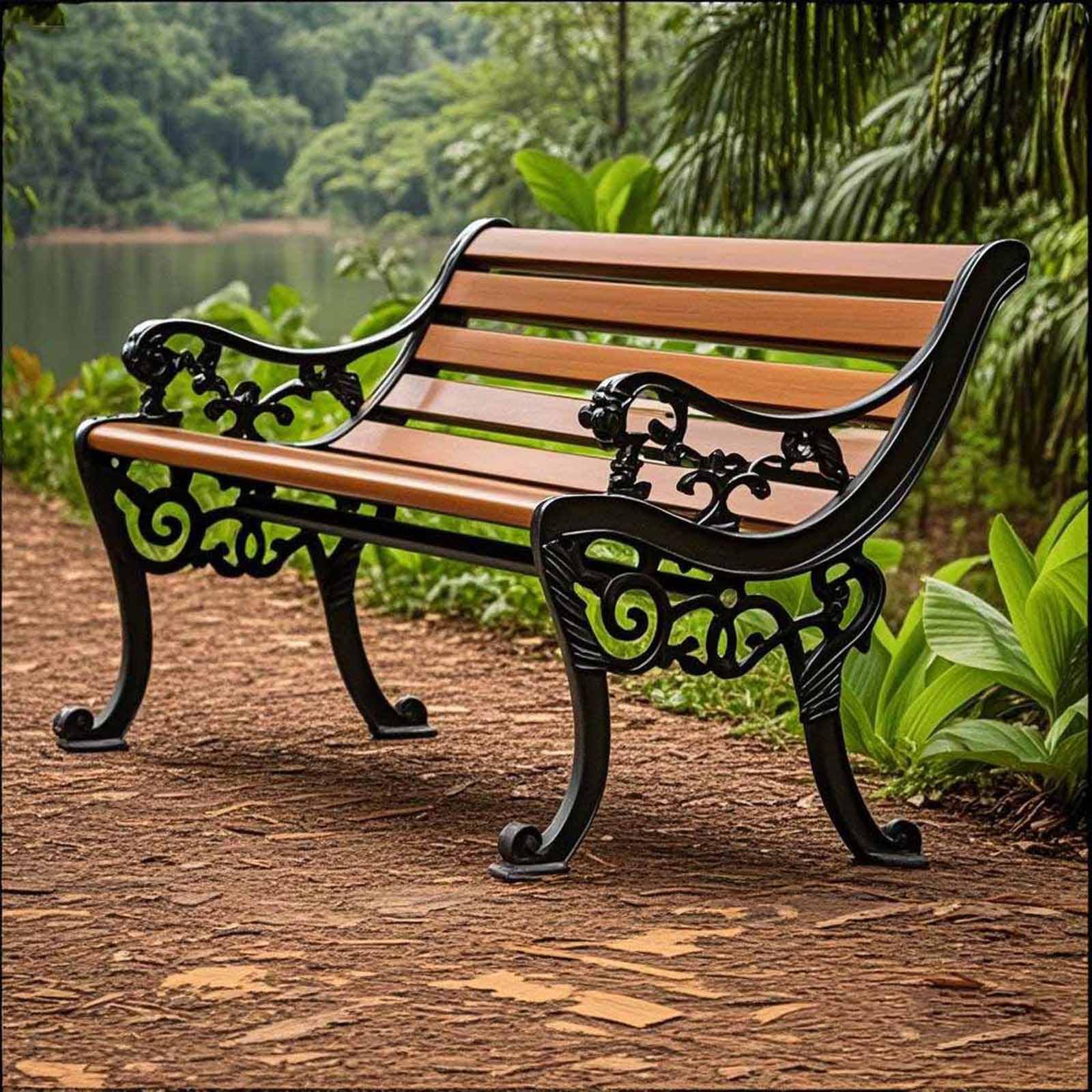 Banc de jardin extérieur en métal gris anthracite ultra résistant 120 cm de long