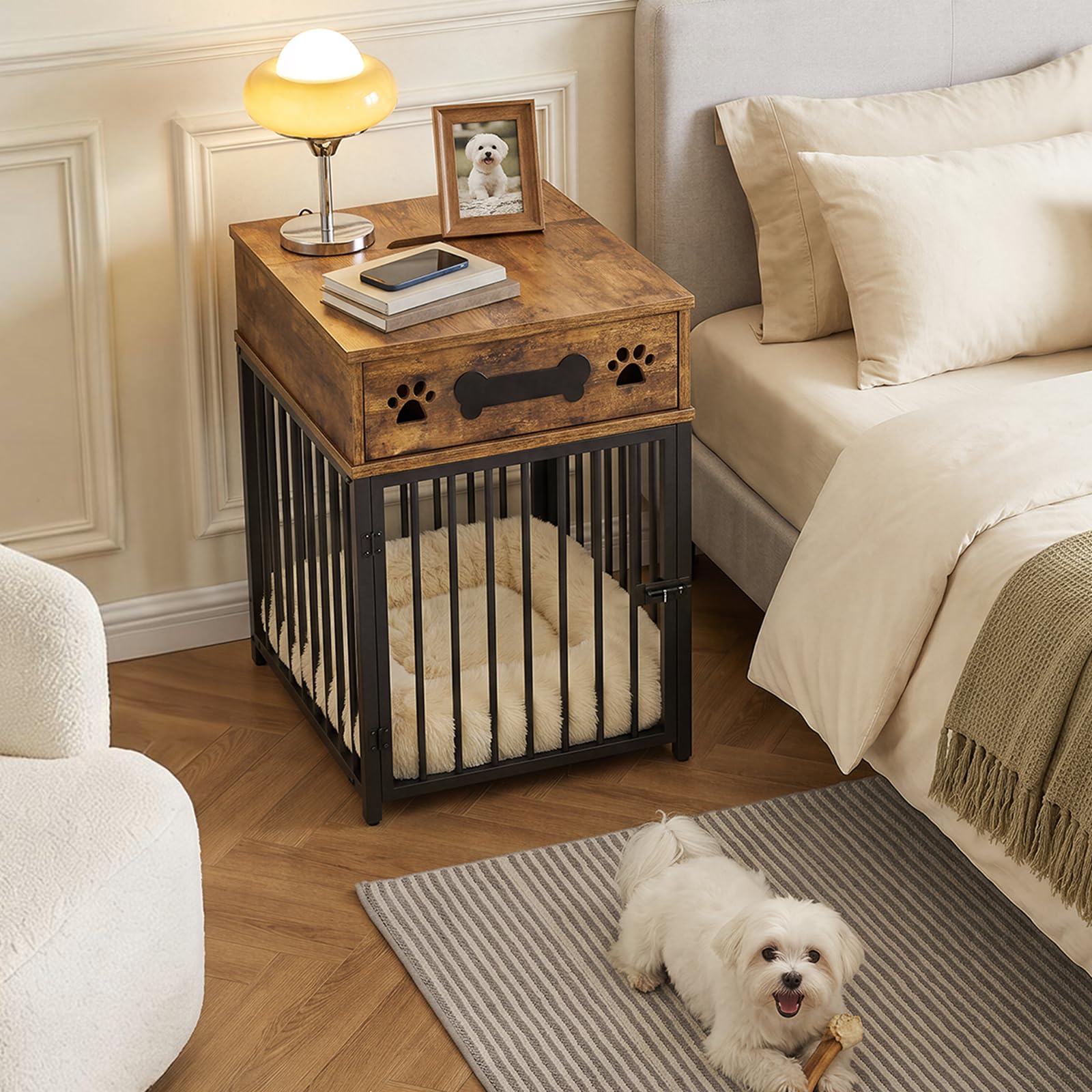 YATINEY Muebles de jaula para perros, caseta interior para perros pequeños