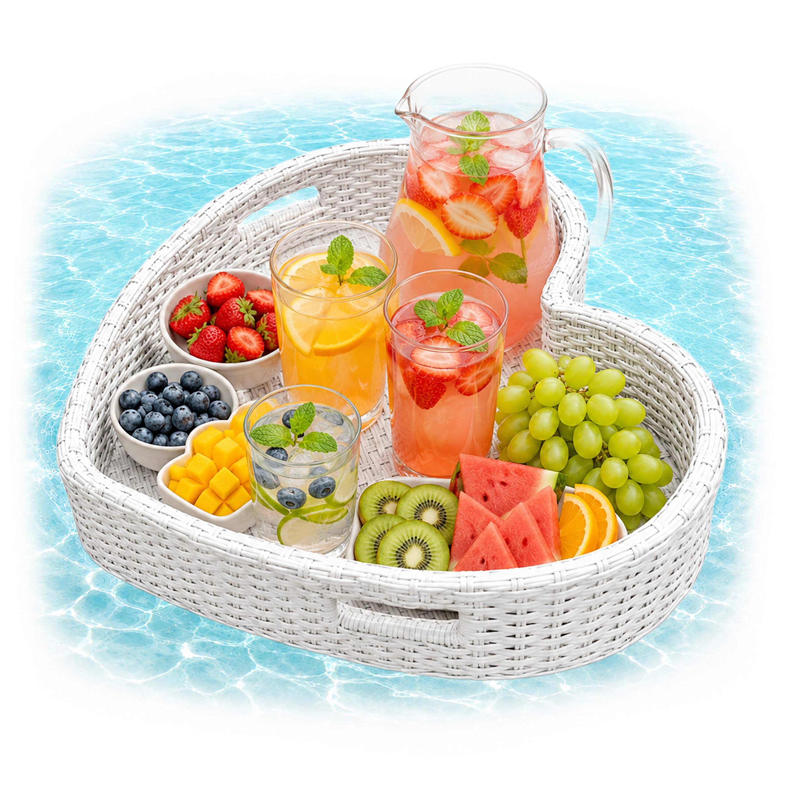 Relaxdays Bandeja Flotante en Forma de corazón para Piscina, Blanca