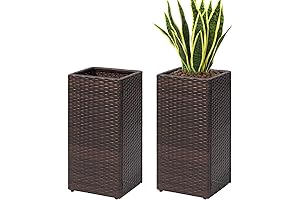 SUNNYPARK 2 Pack Outdoor Wicker Planters