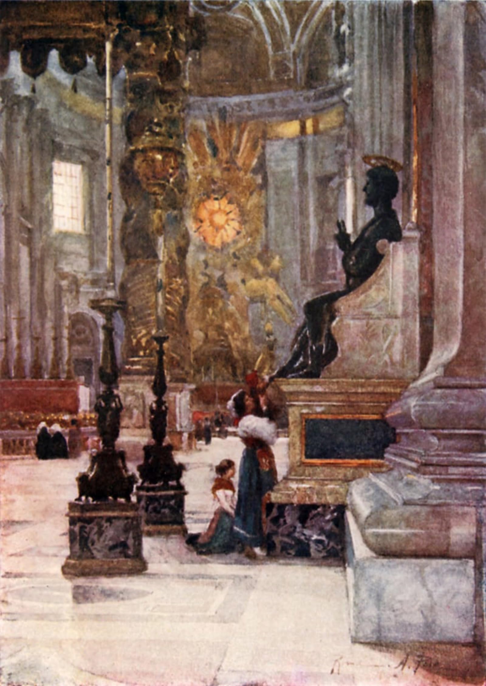 ARTXLXXBN Famous Prints Artwork Pictures Poster Painting Art Interior of Peter's the Bronze Statue of Peter by Alberto Pisa Artwork Landscape Pictures for Home Decor 60x90cm