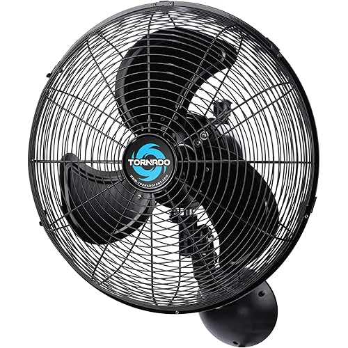 Tornado 16" Pro Series Waterproof Outdoor Oscillating Wall Mount Fan – Heavy-Duty High Velocity Metal Fan for Patio, Industrial, Commercial, Residential & Greenhouse – UL Safety Listed