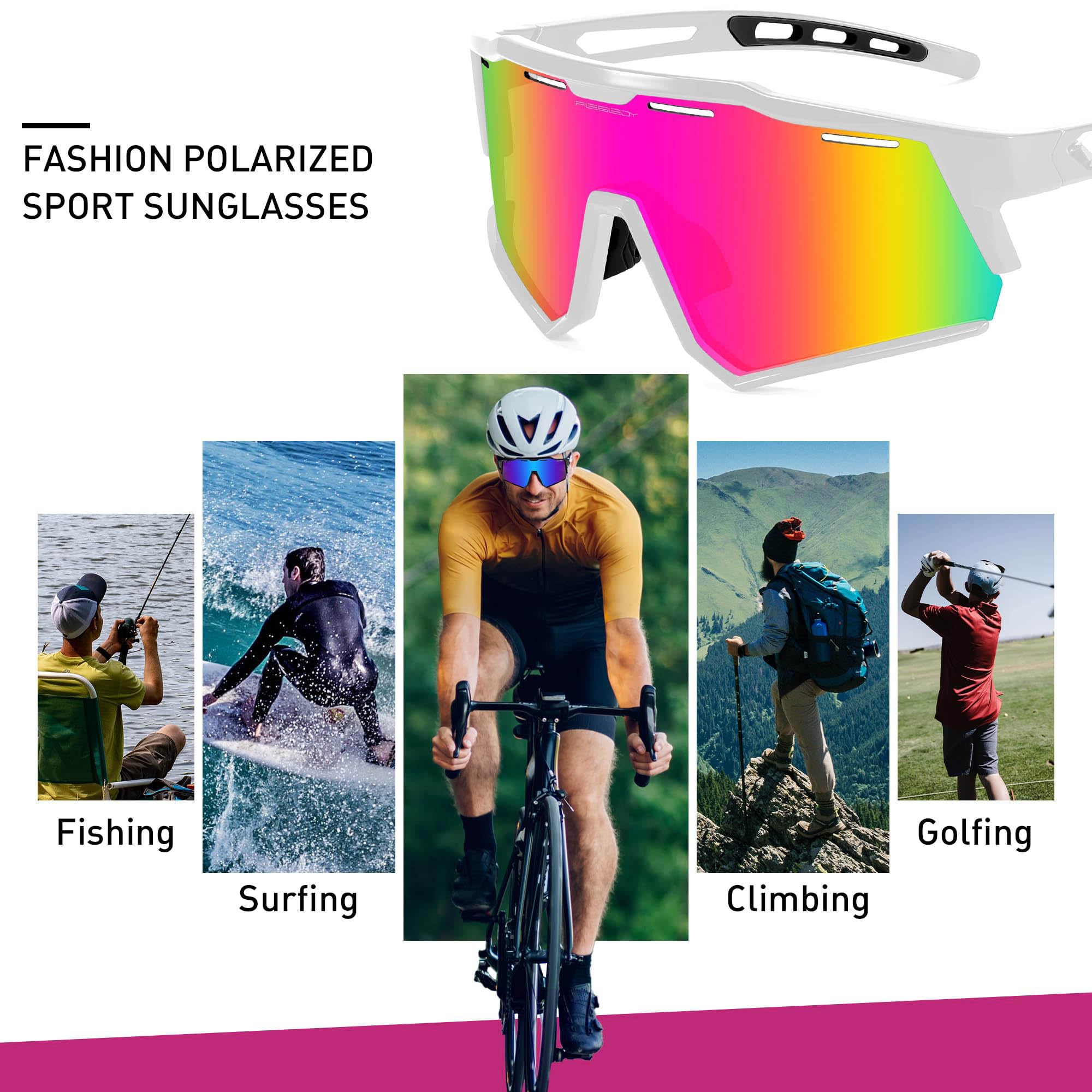 FEISEDY Okulary rowerowe z polaryzacją dla mężczyzn i kobiet, oprawka TR90, sportowe okulary przeciwsłoneczne, lustrzane, z ochroną UV400, B4151