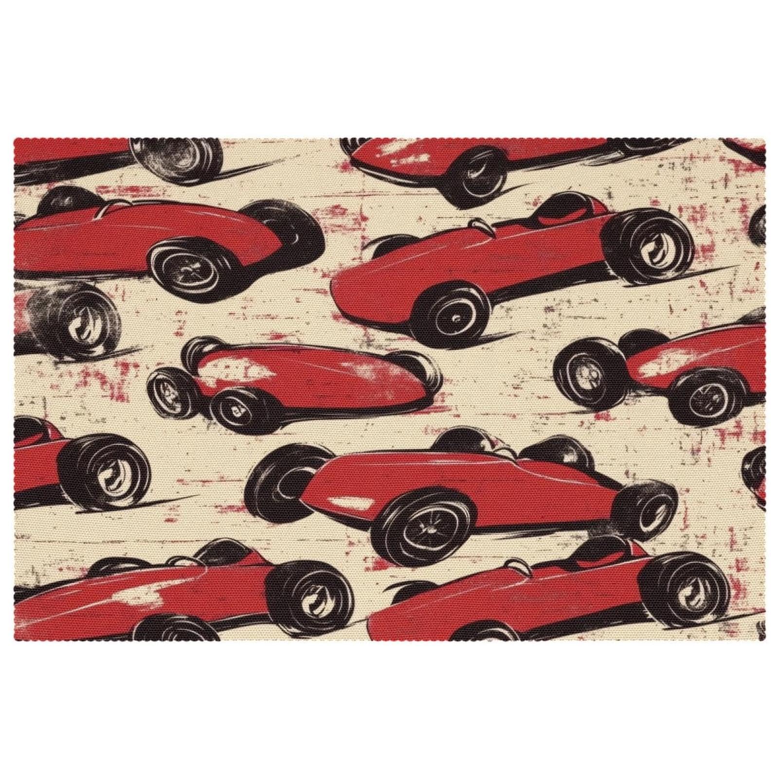 Set de table voiture course rouge en tissu Oxford lavable et résistant pour repas enfant
