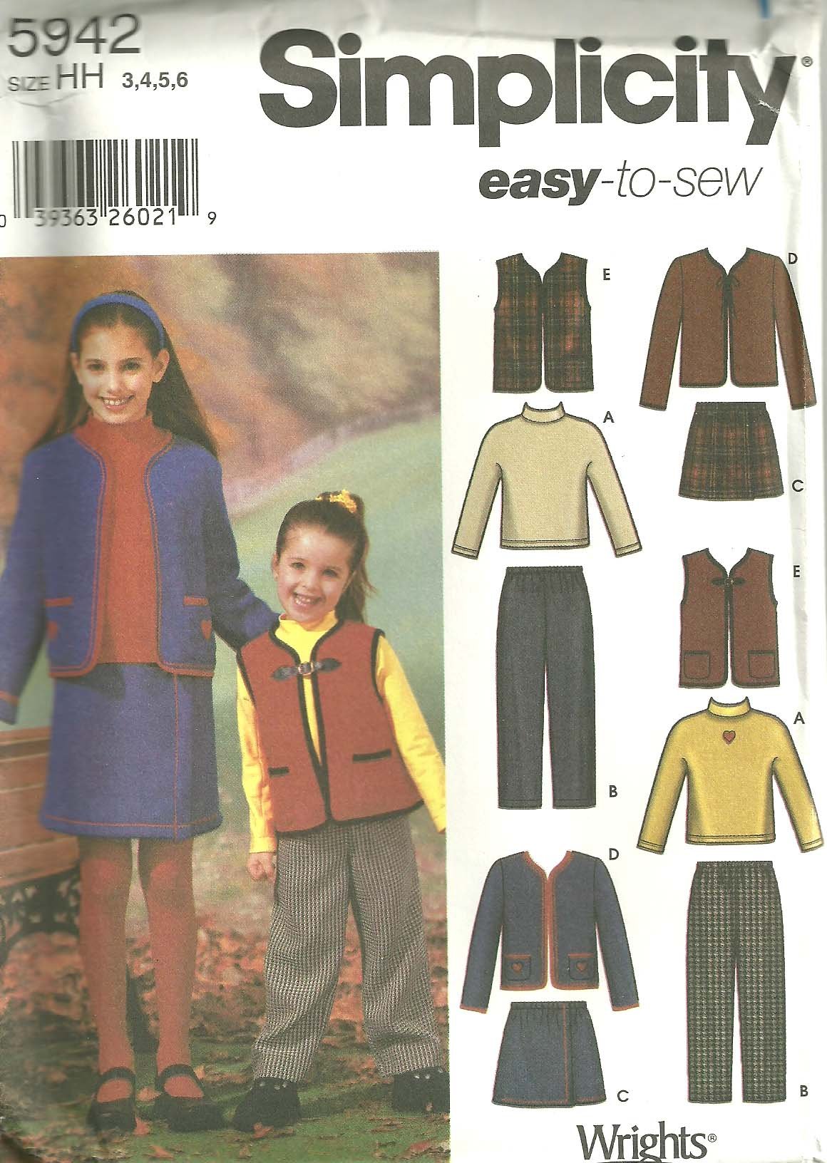 Patron Simplicity 5942 : habillez vos enfants pour l'école avec une jupe ou un gilet
