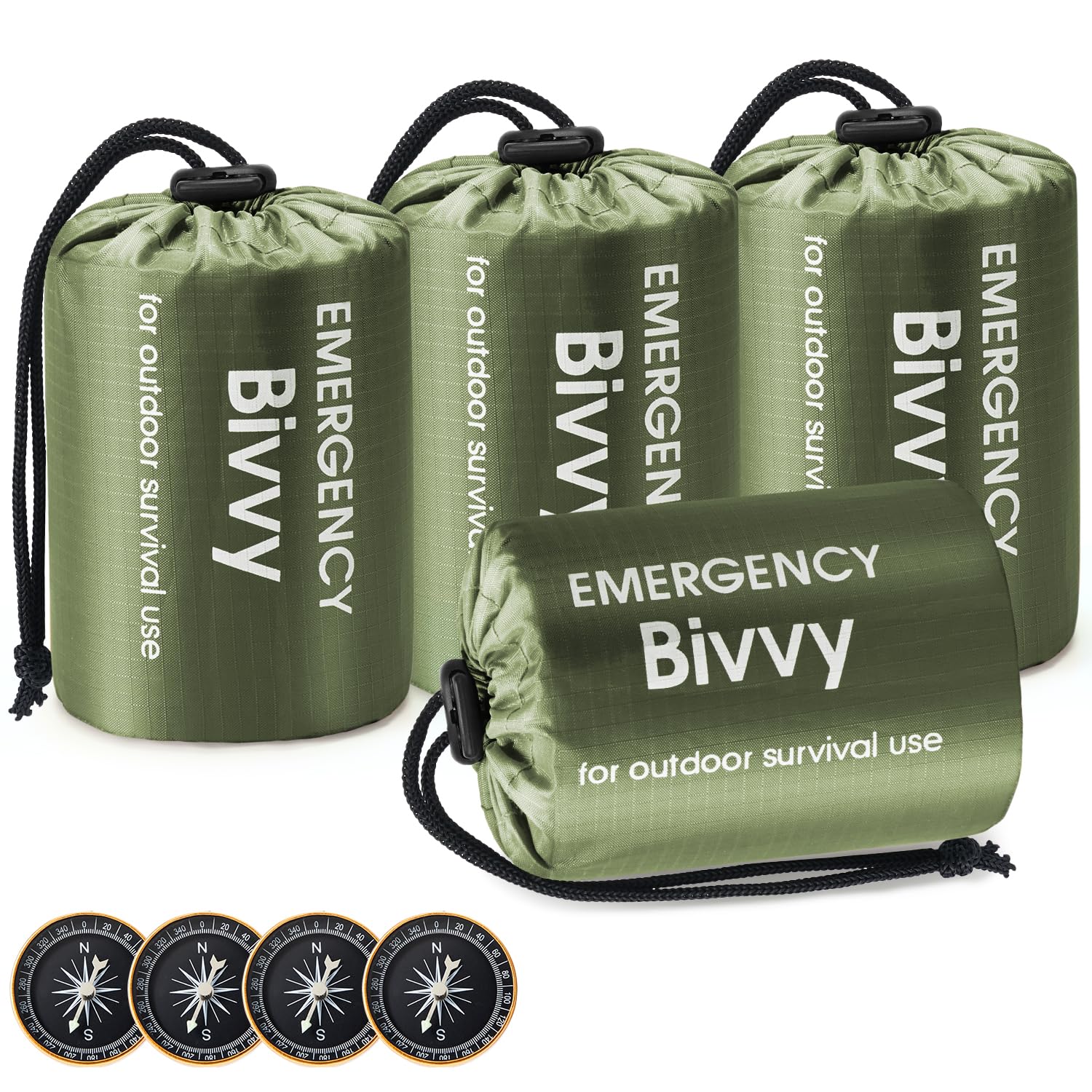 EskyEmergency Sleeping Bag, Portable Emergency Blanket Thermal Bivy Sack, Waterproof Lightweight Survival Gear with Compass for Camping Hiking Outdoor Adventure