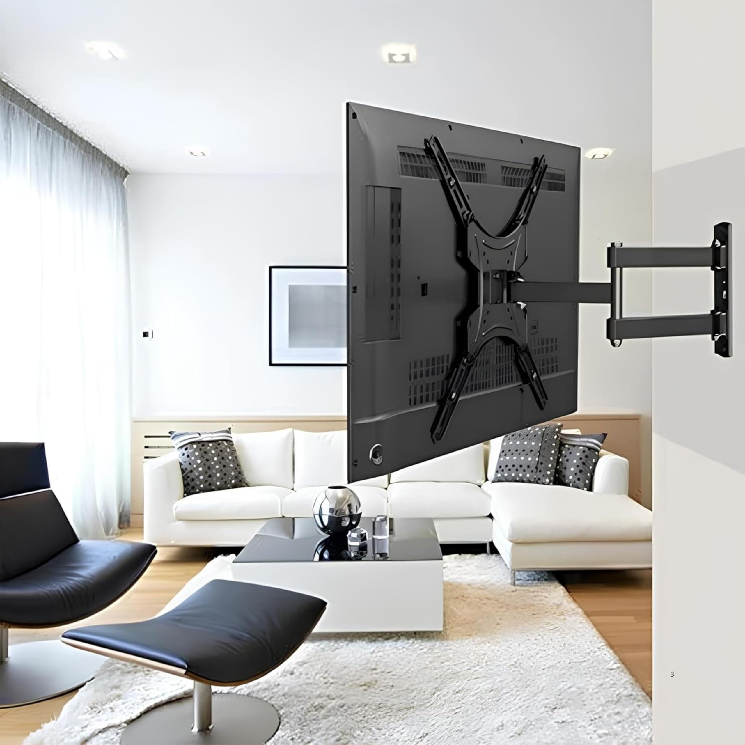 YASTA Supporto Tv Parete per 14-55 Pollici Staffa TV Led Oled Braccio per Monitor a Muro a 2 Snodi Orientabile ed Estensibile VESA 75x75 100x100 200x200 300x300 400x400