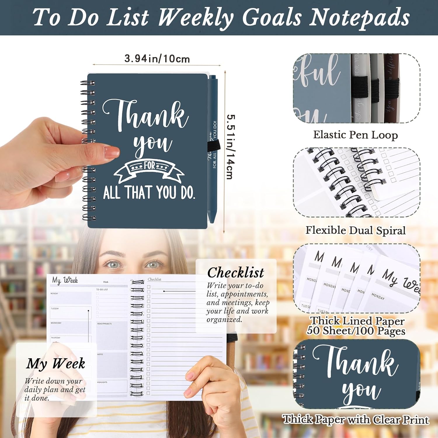 Tellingyou 20 Pcs Employee Appreciation Gift Bulk A6 to Do List Notebook with Ballpoint Pens Motivational Notepad for Coworker Social Worker Staff Teacher Nurse Dispatcher Volunteer (Neutral Colors) - Image 2