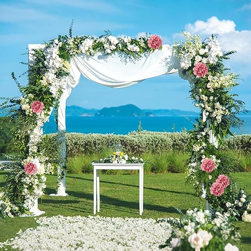 Miniatura 5 de AVIVIHO Cabezas de Flores de Seda de Hortensia Rosa Empolvado Paquete de 10 Flores de Hortensia Rosa Empolvado de Plenitud Artificiales con Tallos