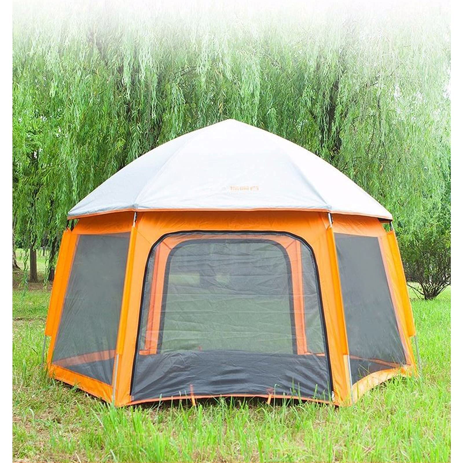 Tenda esagonale automatica da esterno, parco da campeggio all'aperto per il tempo libero 5-8 persone protezione solare e tenda antipioggia
