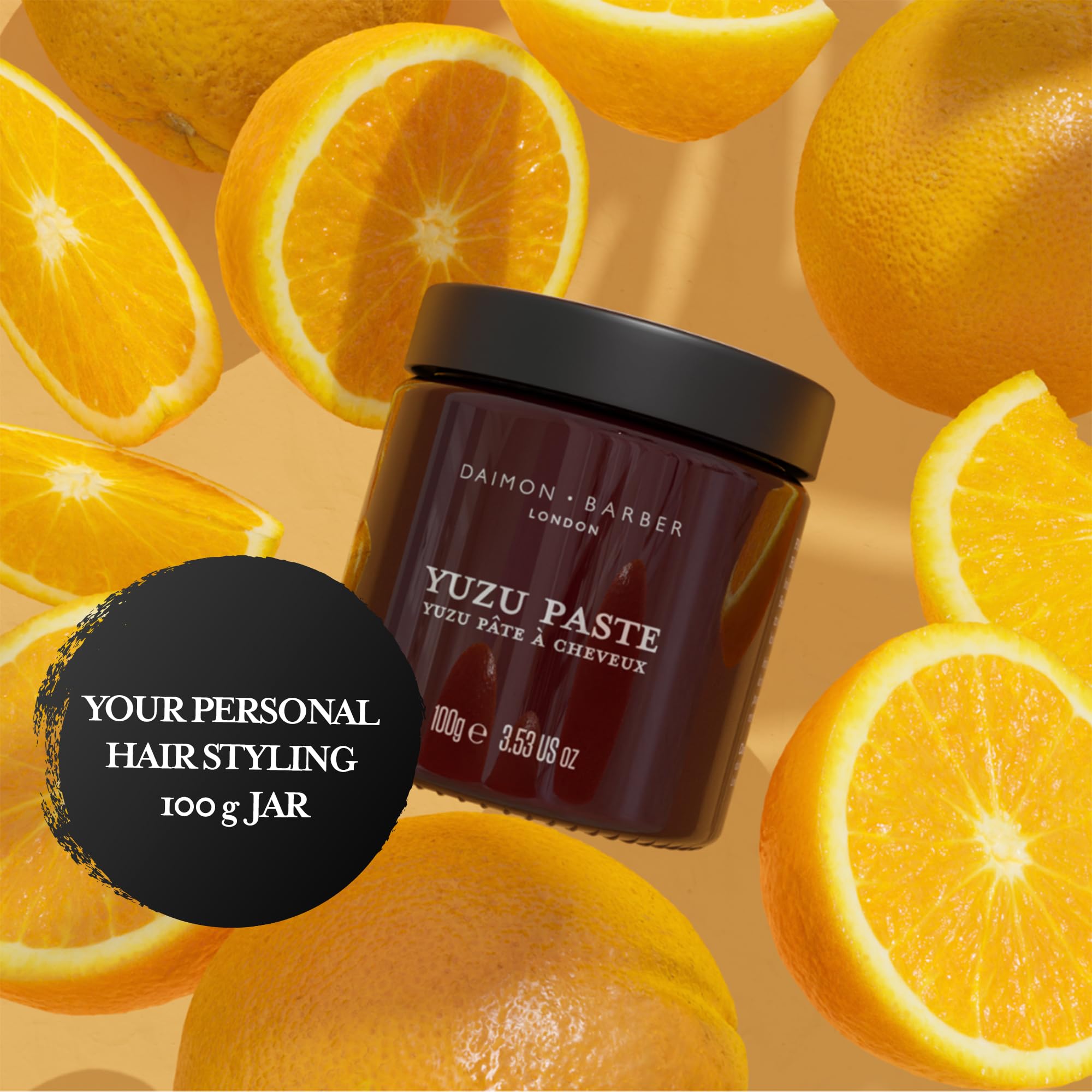 Daimon Barber Goldstein's Golden Yuzu Paste Medium Hold, Ltd Edition 100g | Limited Edition Yuzu Paste with Medium Hold and Natural Finish. Adds Texture, Definition and Nourishes Fine Thinning Hair.